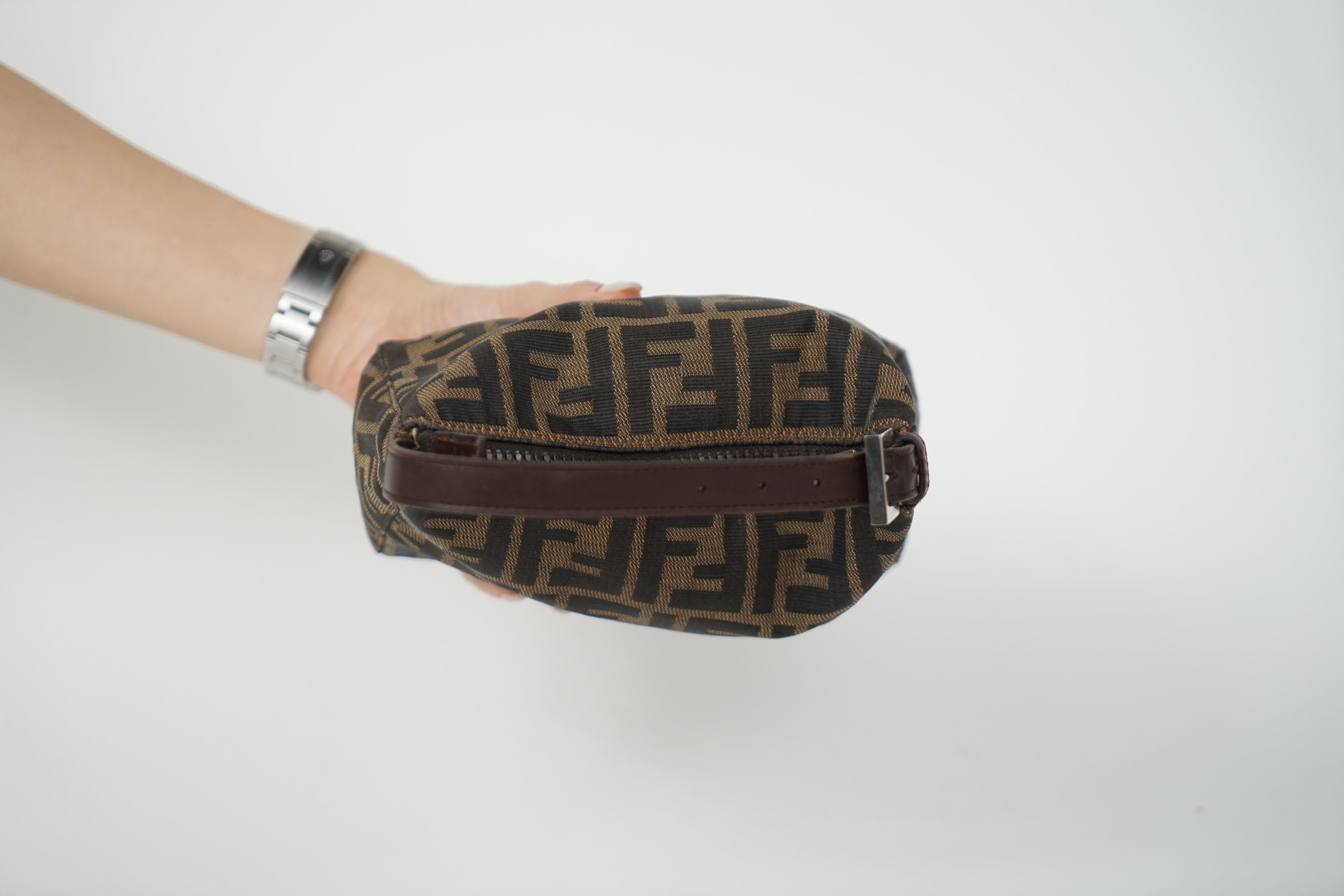 Vintage Fendi Brown Zucca Print Canvas Mini Pochette