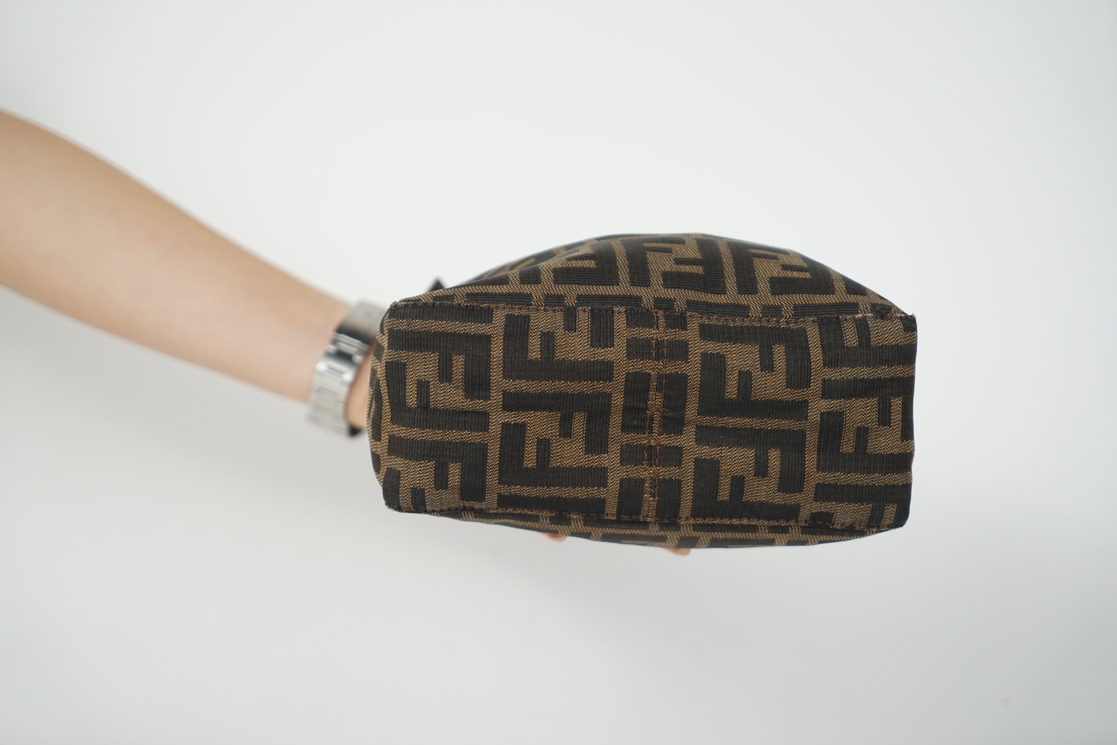 Vintage Fendi Brown Zucca Print Canvas Mini Pochette
