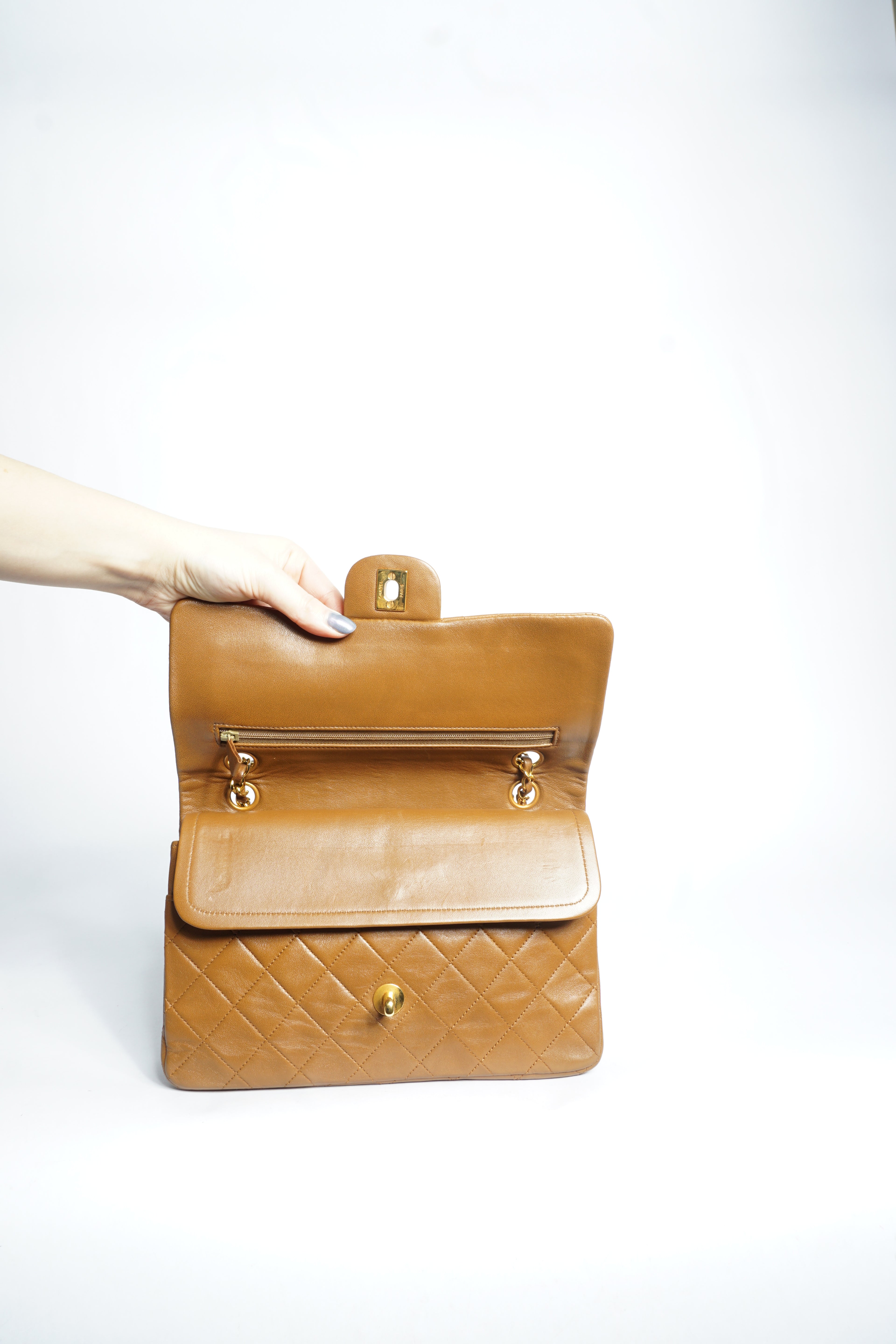 Chanel Brown Lambskin Double Flap Bag