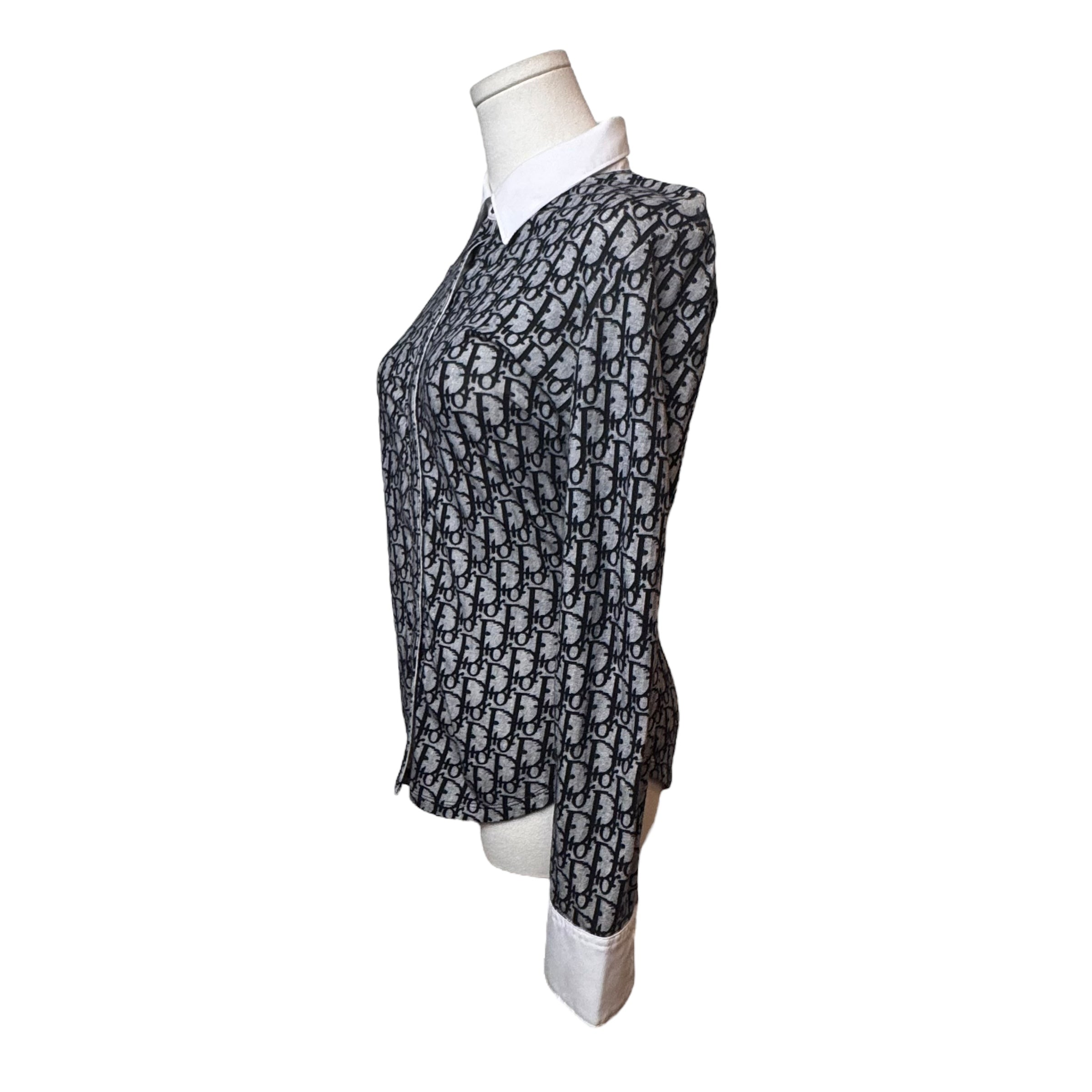 Dior Navy Trotter Button Up Top