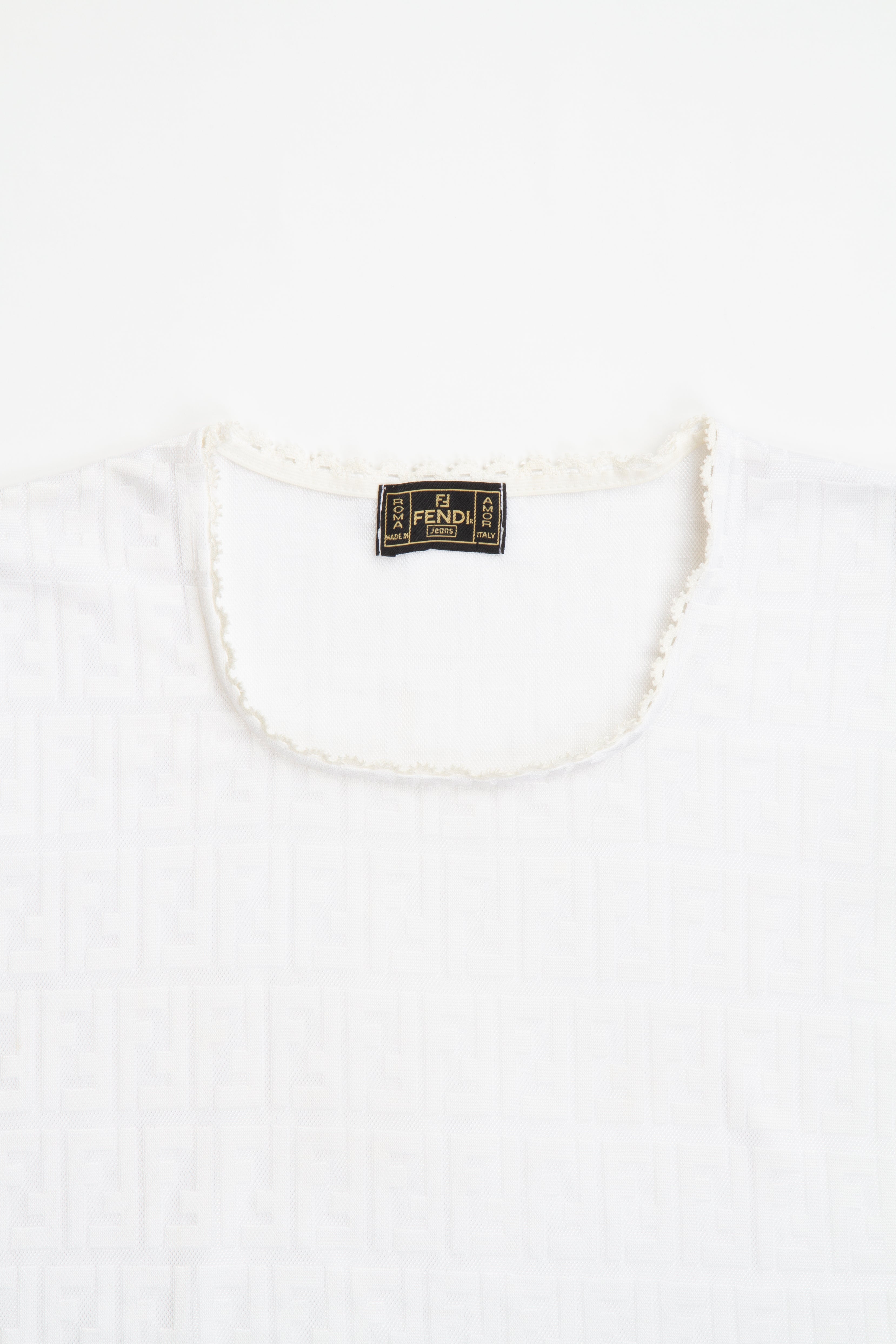 Vintage Designer 90s 2000s Fendi White FF Monogram Shirt | S, M