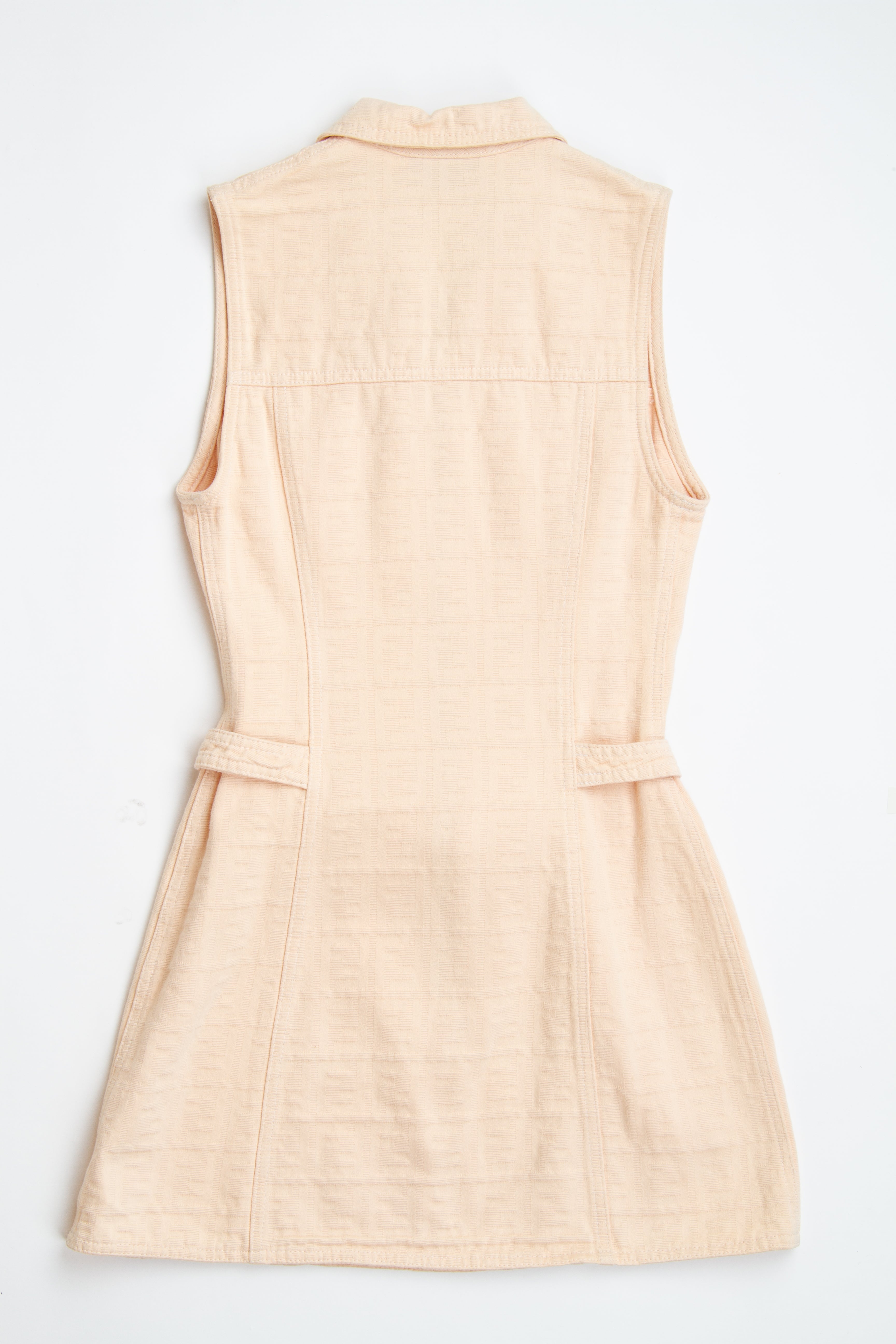 Vintage Designer Fendi Belted Monogram Orange Mini Dress | XS 2 S 4, 6