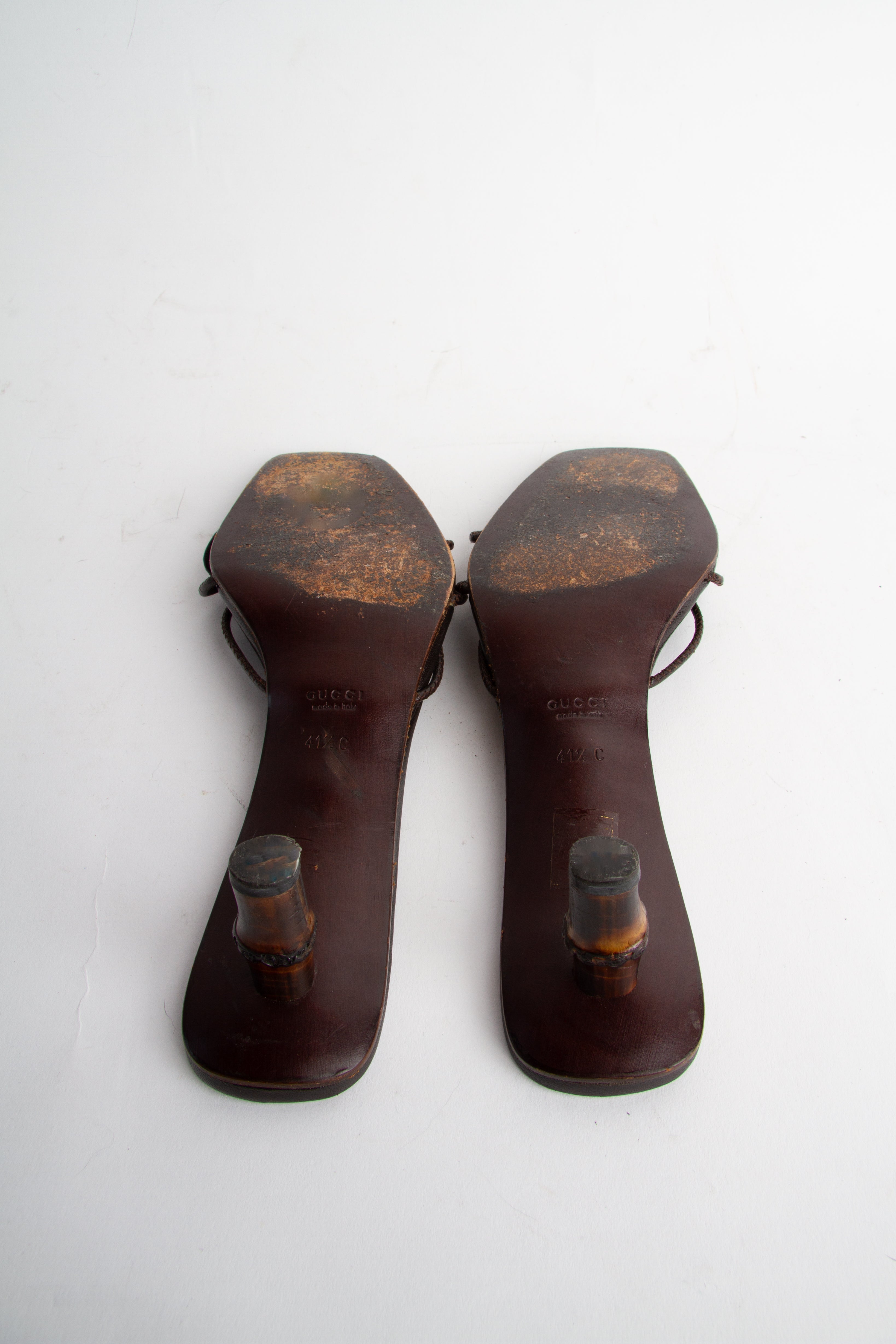 Vintage Gucci 2000s Size 41.5 Bamboo Heel Kitten Heels | Y2K Designer Heels Shoes