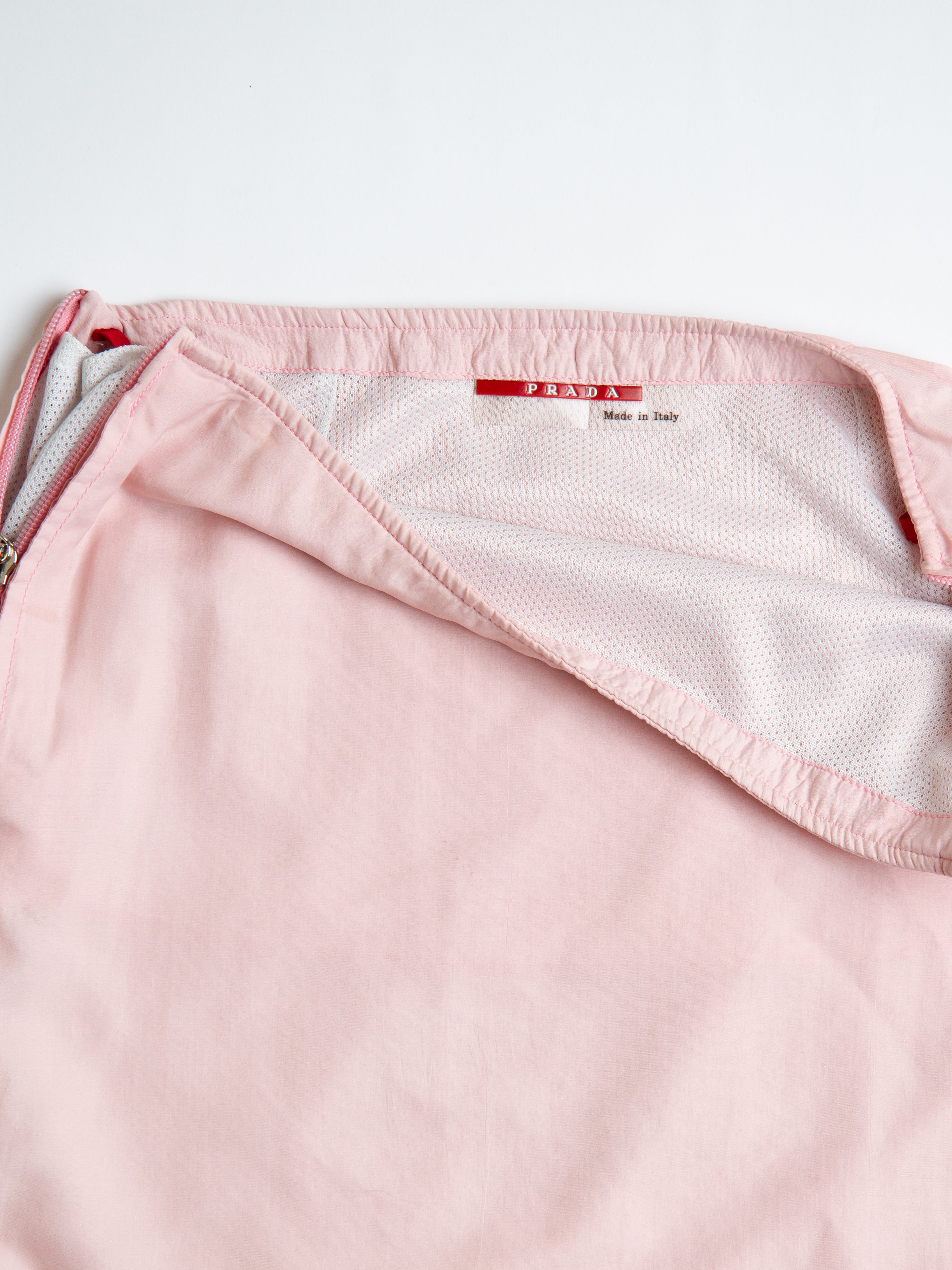 Vintage Prada Sport Pink Double Zipper Mini Skirt Waist Size 26