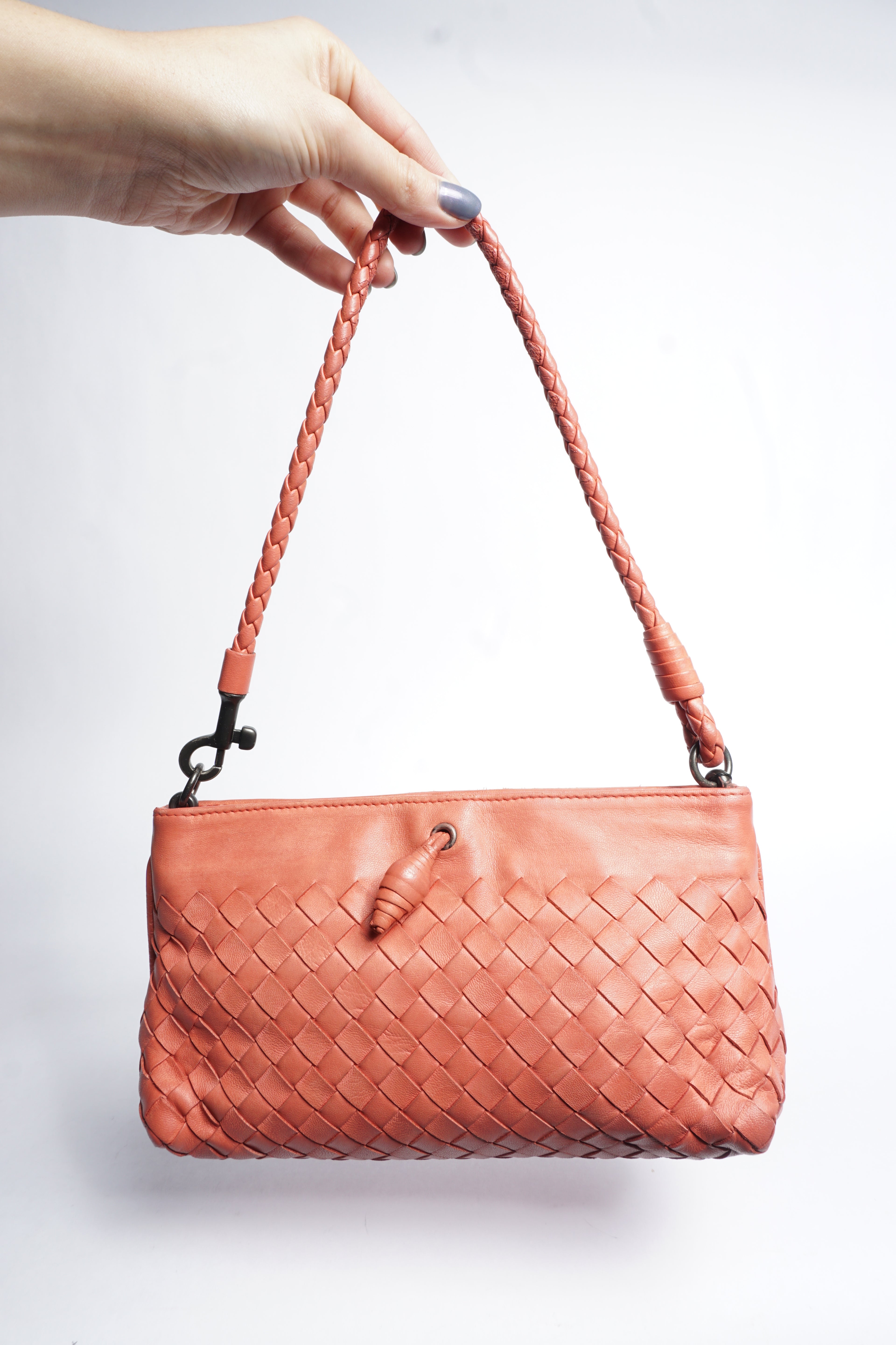 Bottega Veneta Orange Intrecciato Shoulder Bag