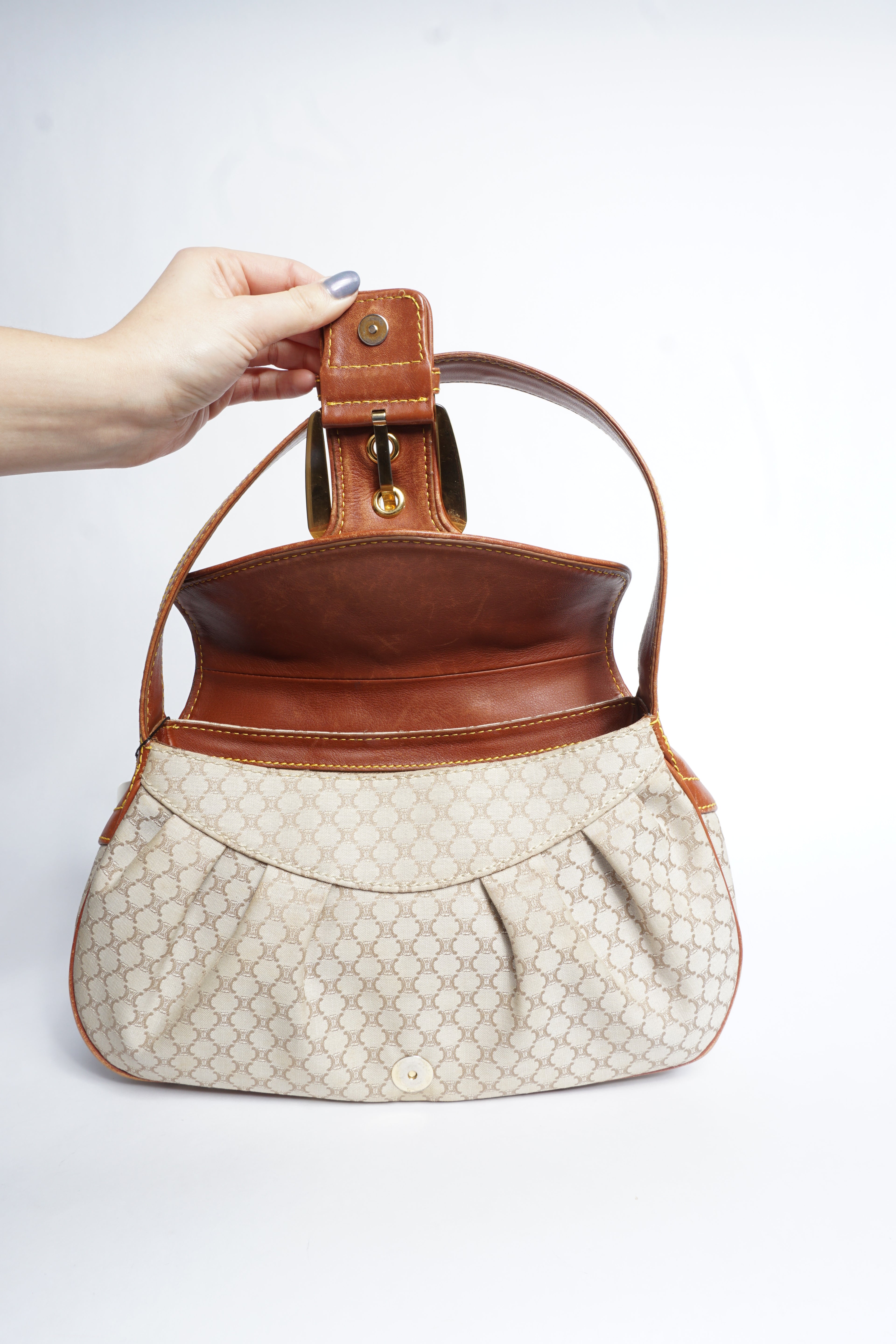 Celine Canvas Macadam Shoulder Bag