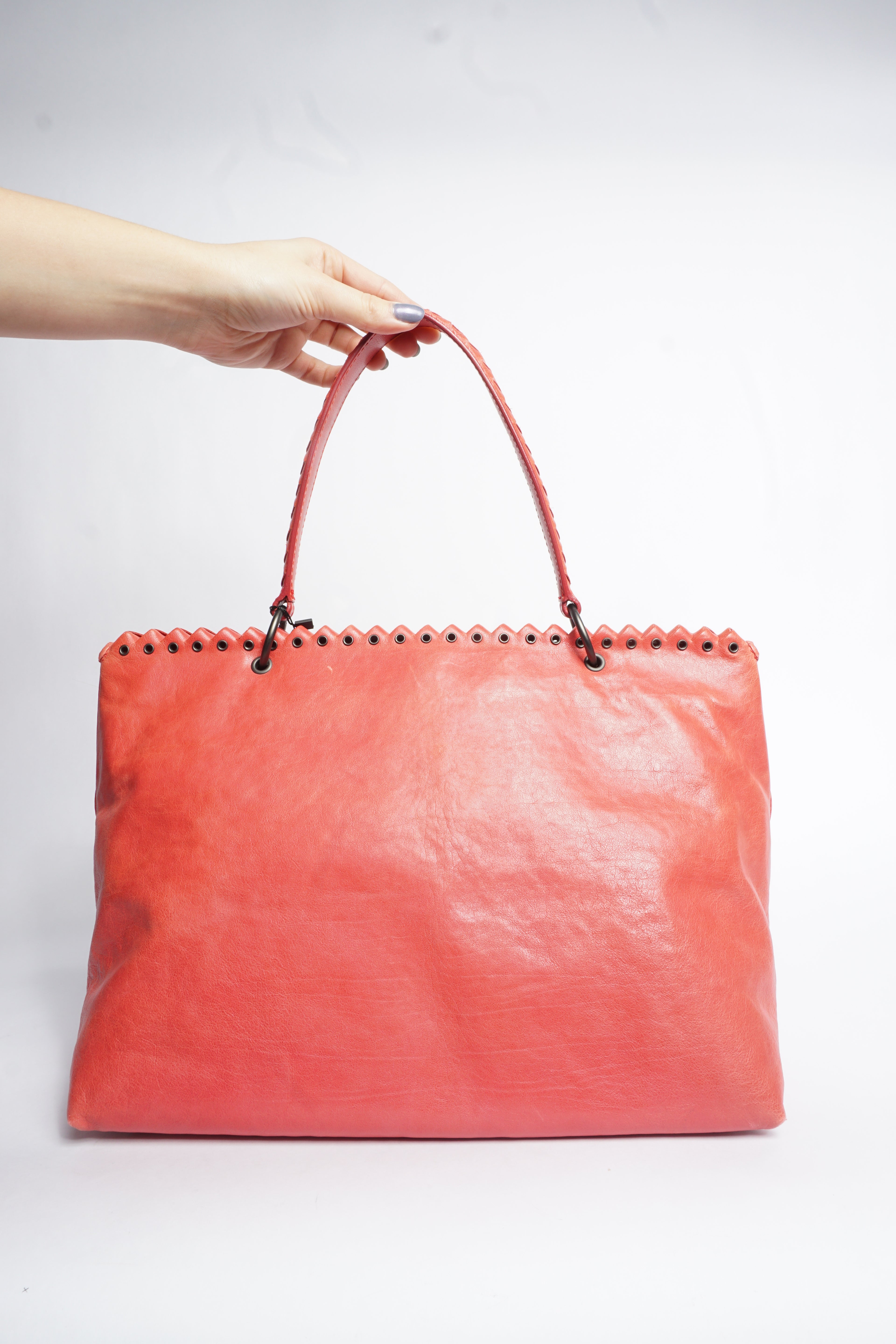 Bottega Veneta Intrecciato Pink Leather Top Handle Bag
