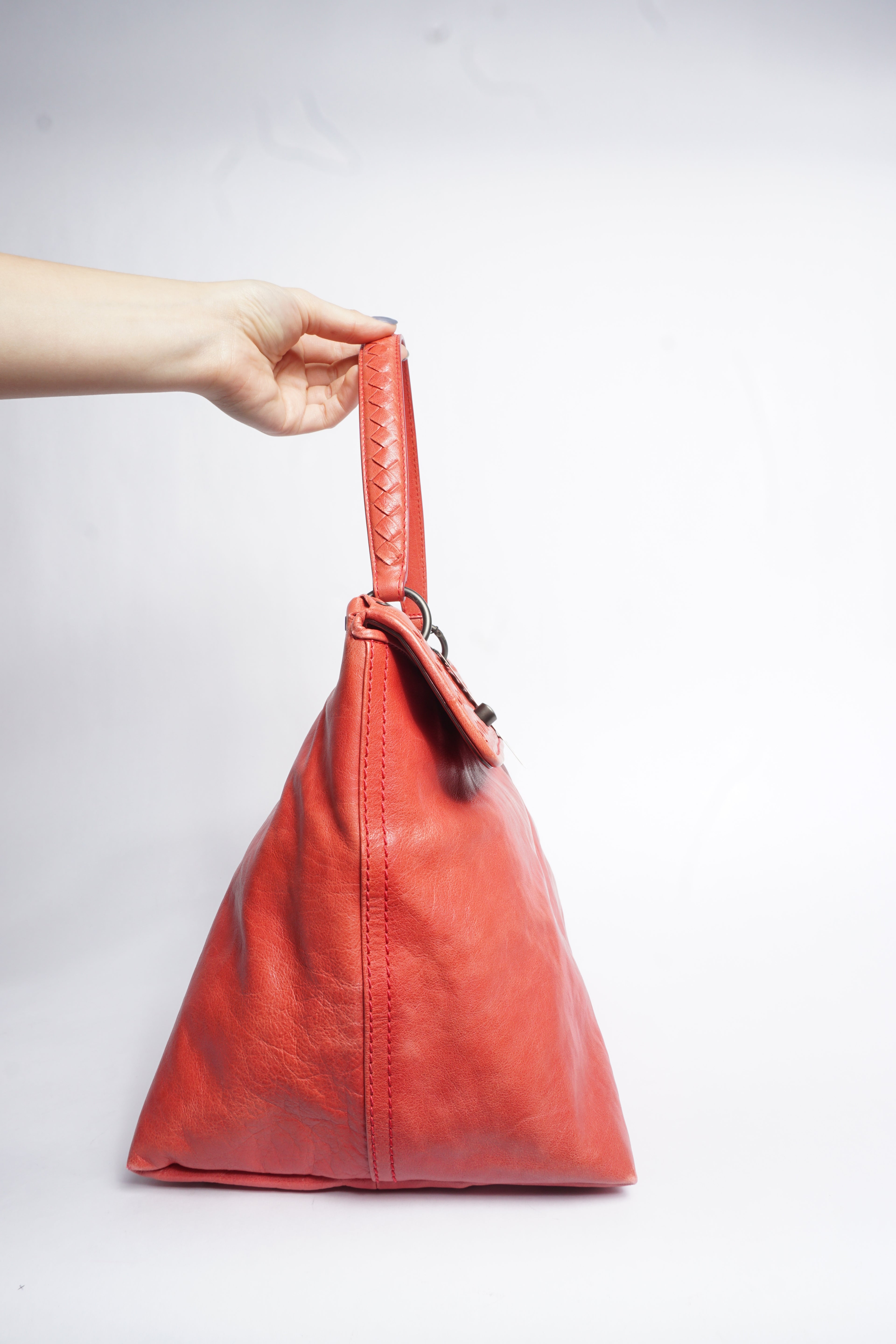 Bottega Veneta Intrecciato Pink Leather Top Handle Bag