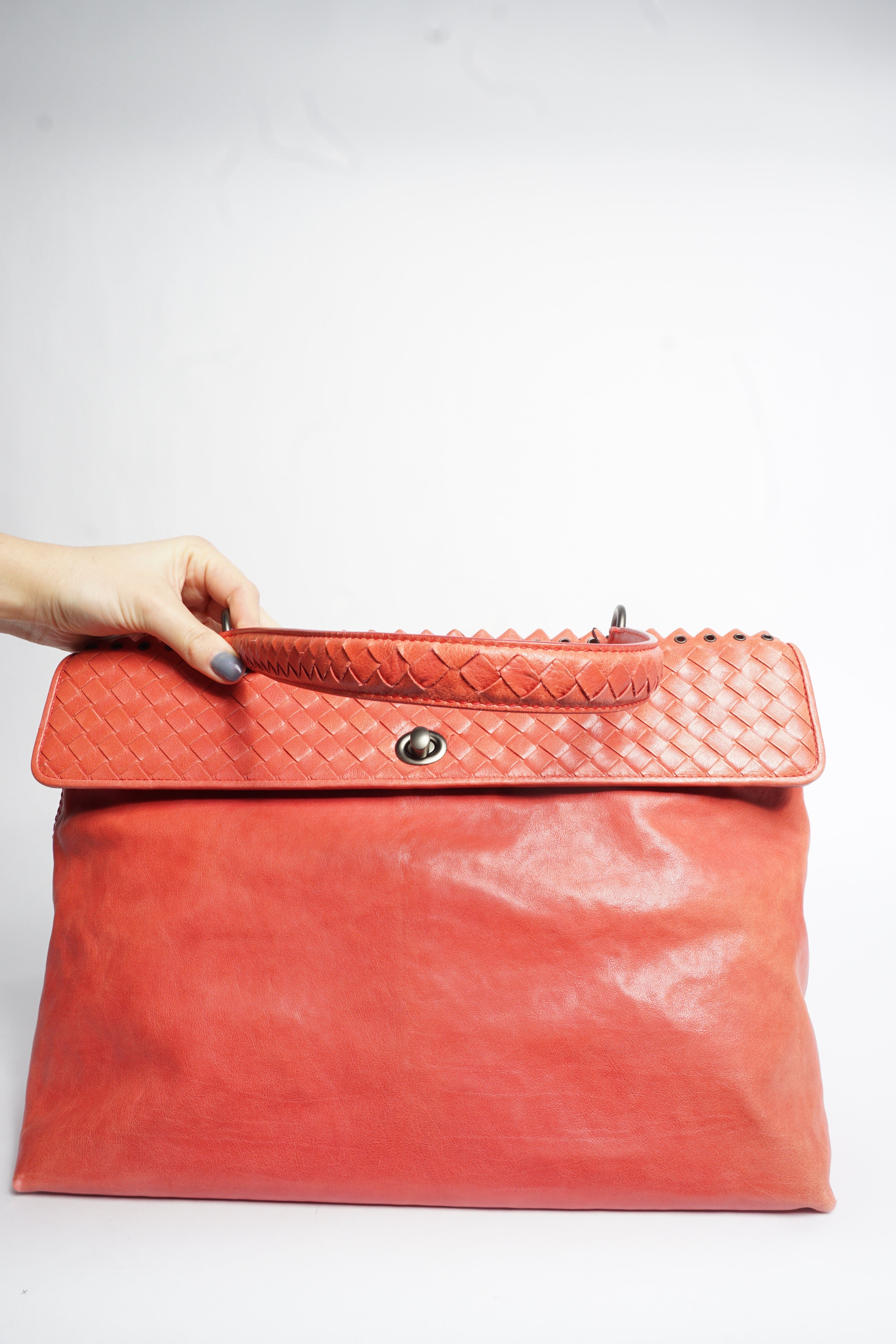 Bottega Veneta Intrecciato Pink Leather Top Handle Bag