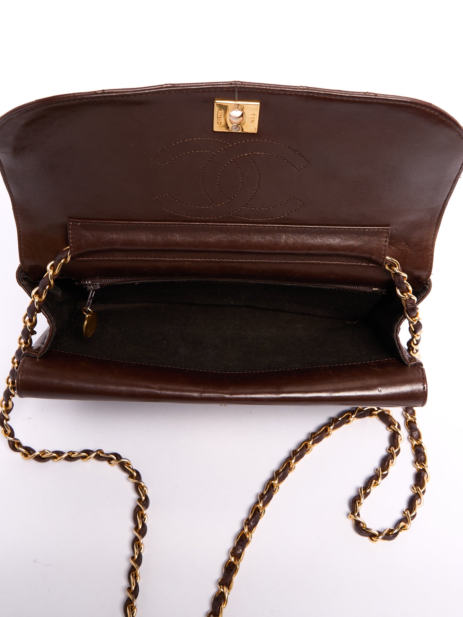 Chanel Brown Half-Moon Flap Bag