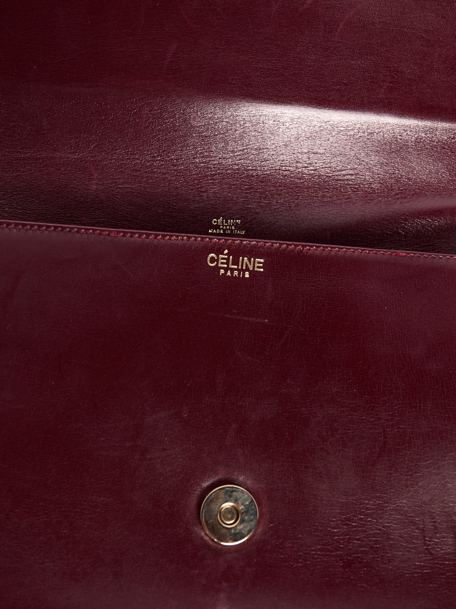 Celine Burgundy Logo Crossbody Bag