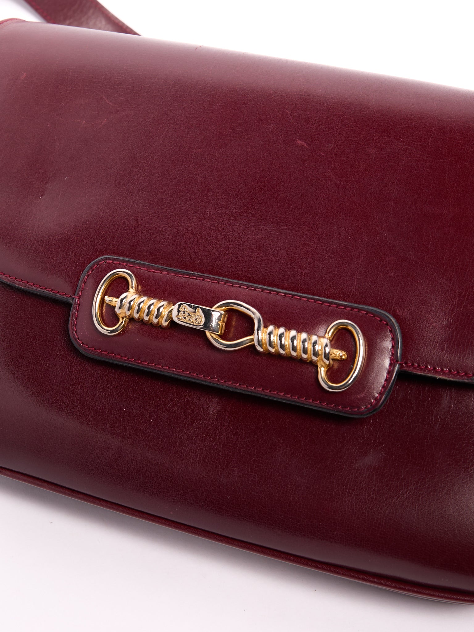 Celine Burgundy Logo Crossbody Bag