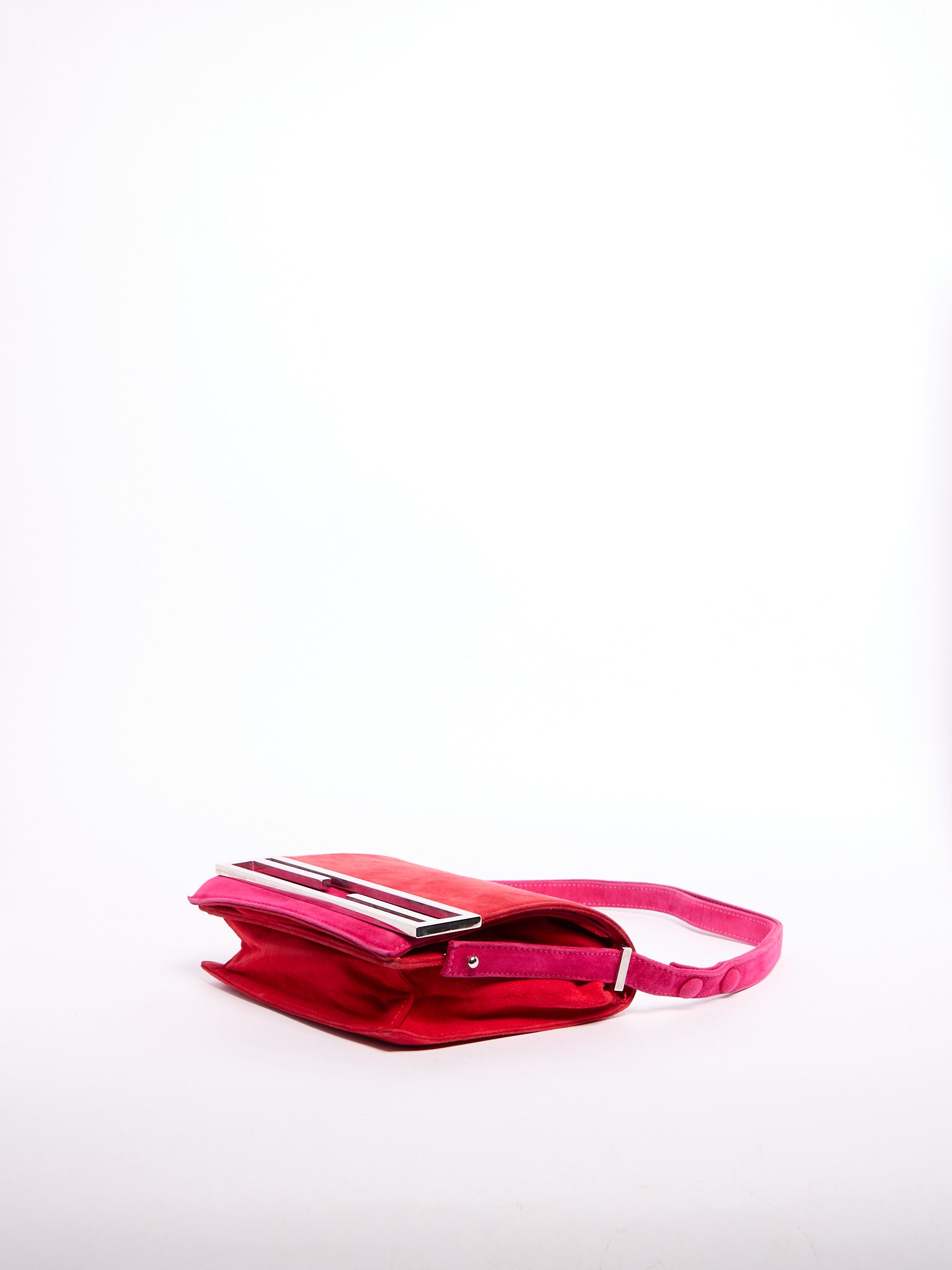 Fendi Red Pink FF Suede Crossbody