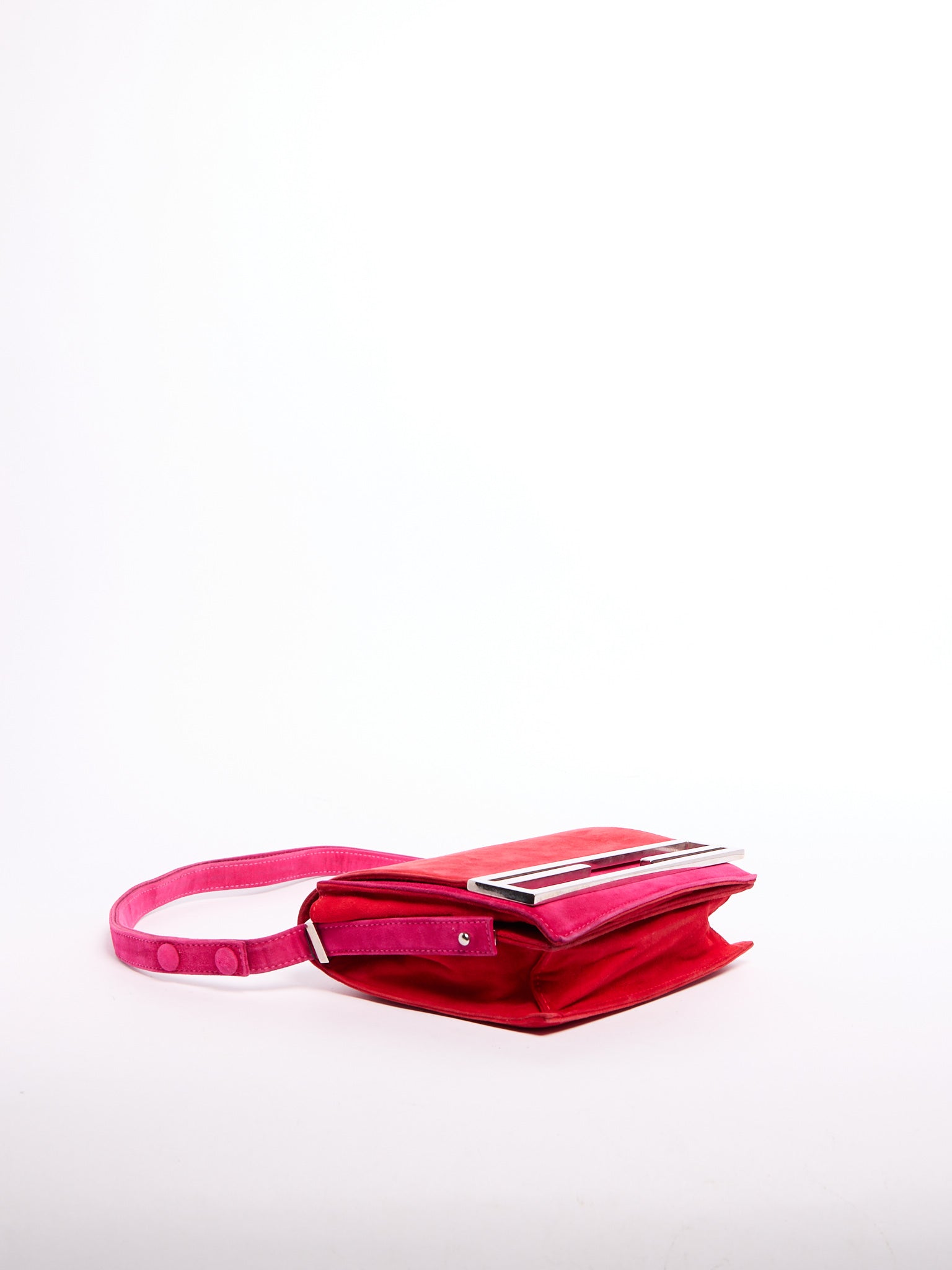 Fendi Red Pink FF Suede Crossbody