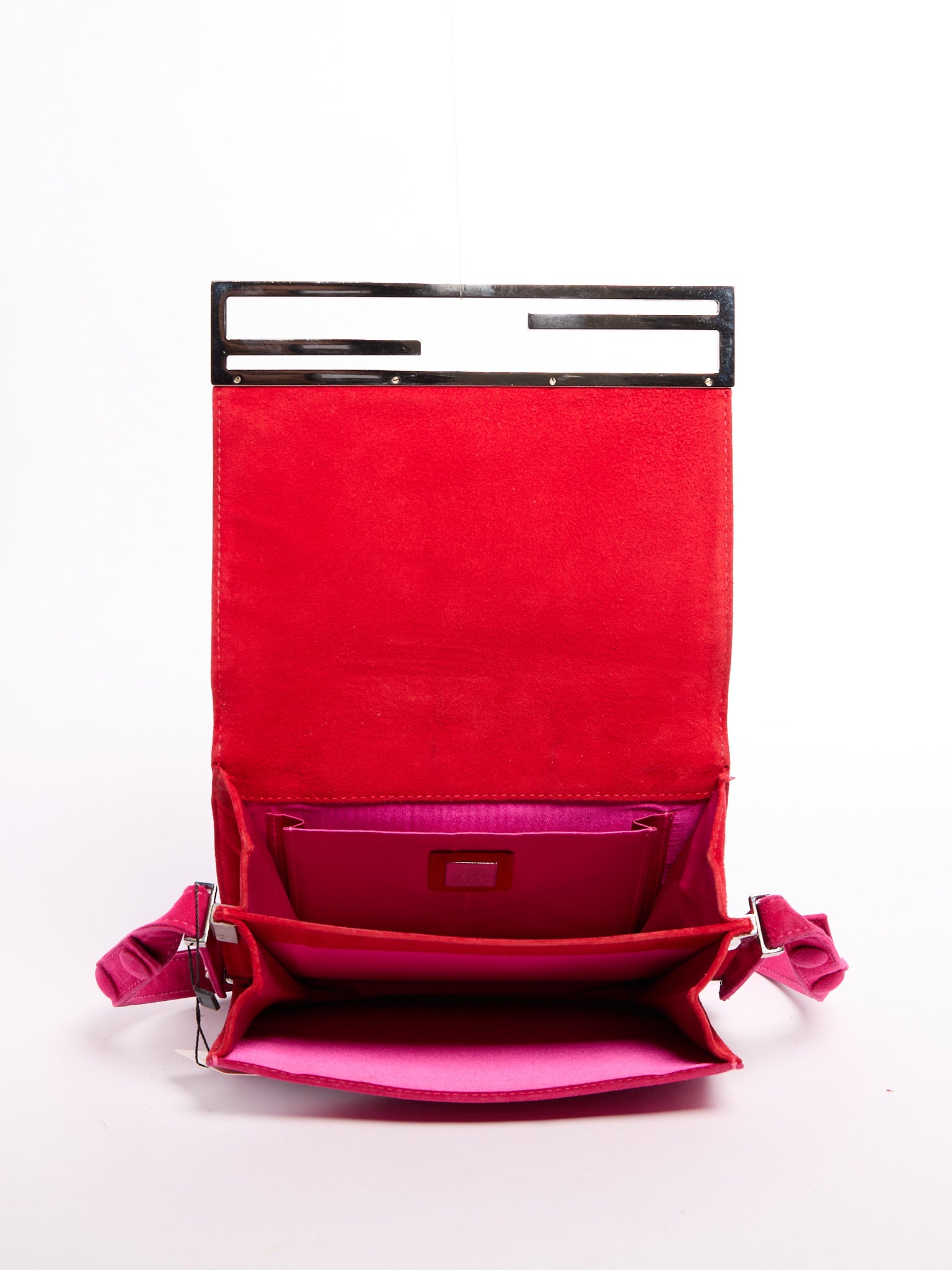 Fendi Red Pink FF Suede Crossbody
