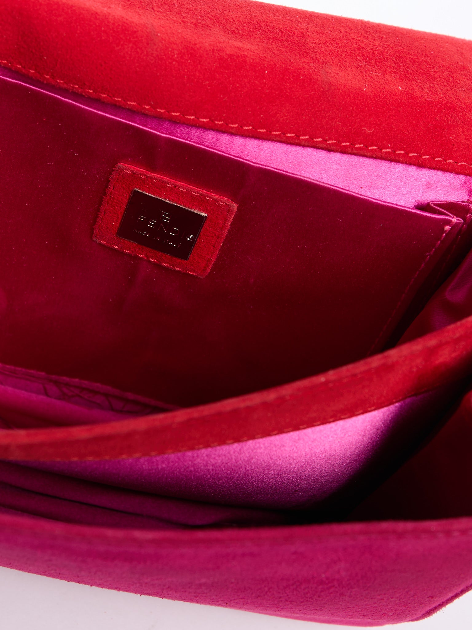 Fendi Red Pink FF Suede Crossbody