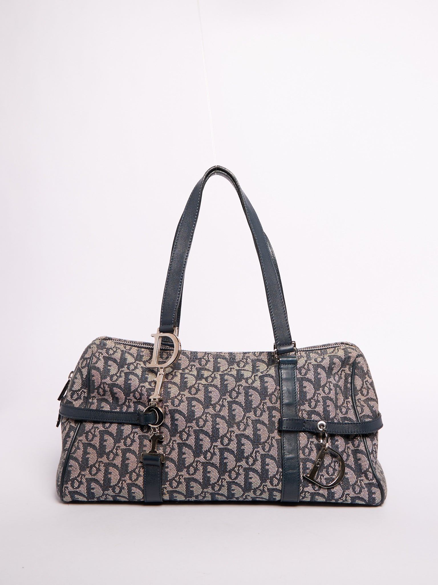 Christian Dior Navy Trotter Print Bag w/ Charms