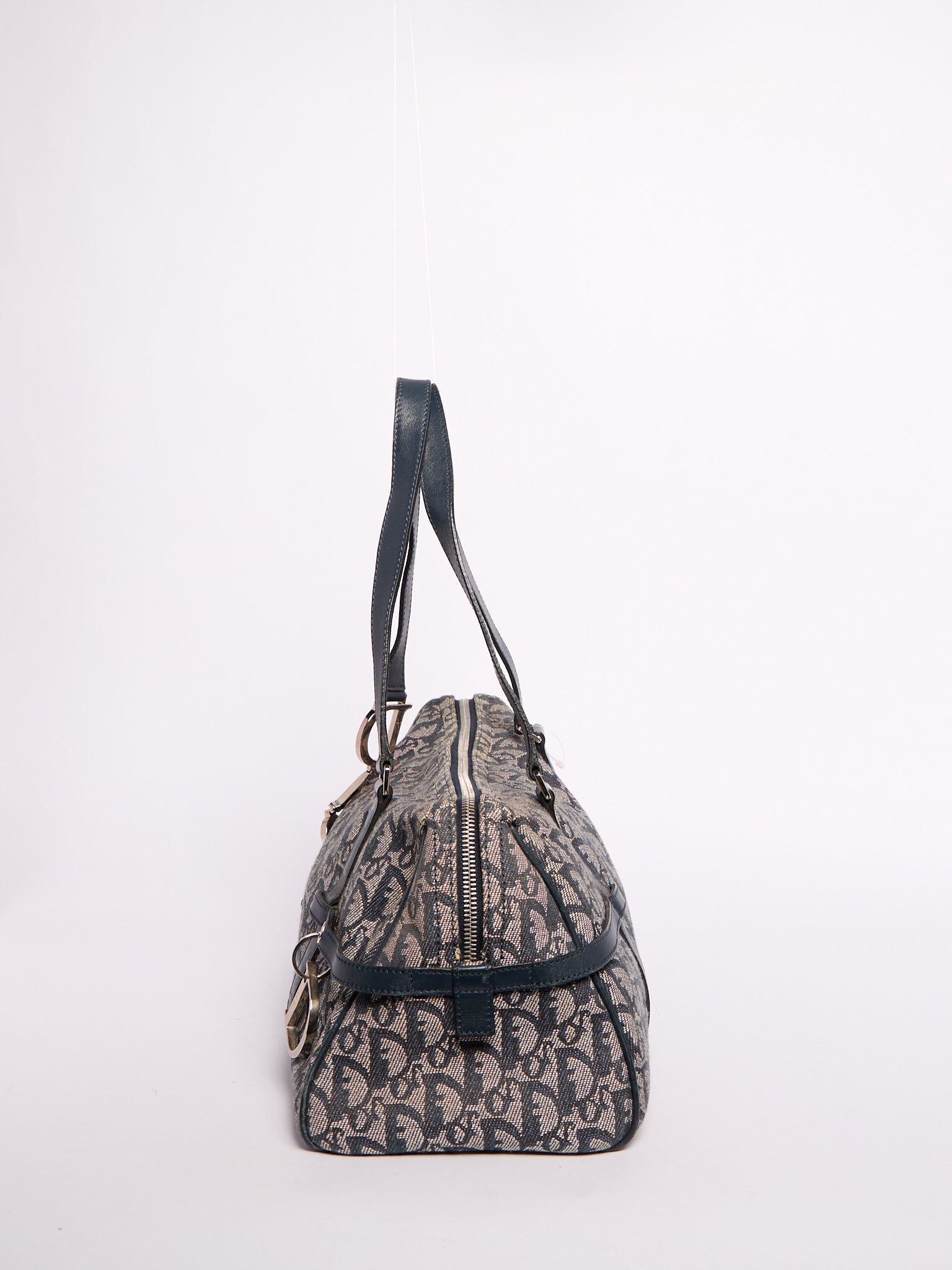 Christian Dior Navy Trotter Print Bag w/ Charms