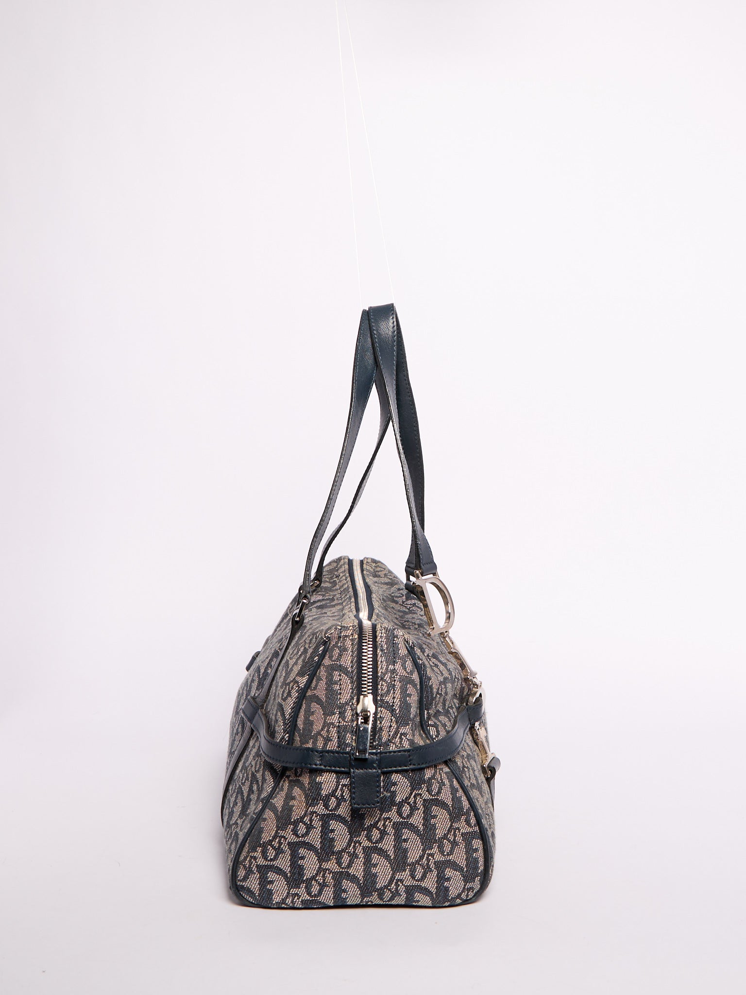 Christian Dior Navy Trotter Print Bag w/ Charms