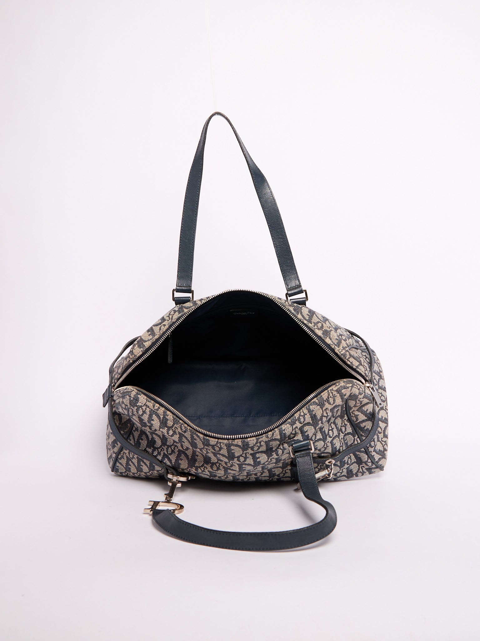 Christian Dior Navy Trotter Print Bag w/ Charms