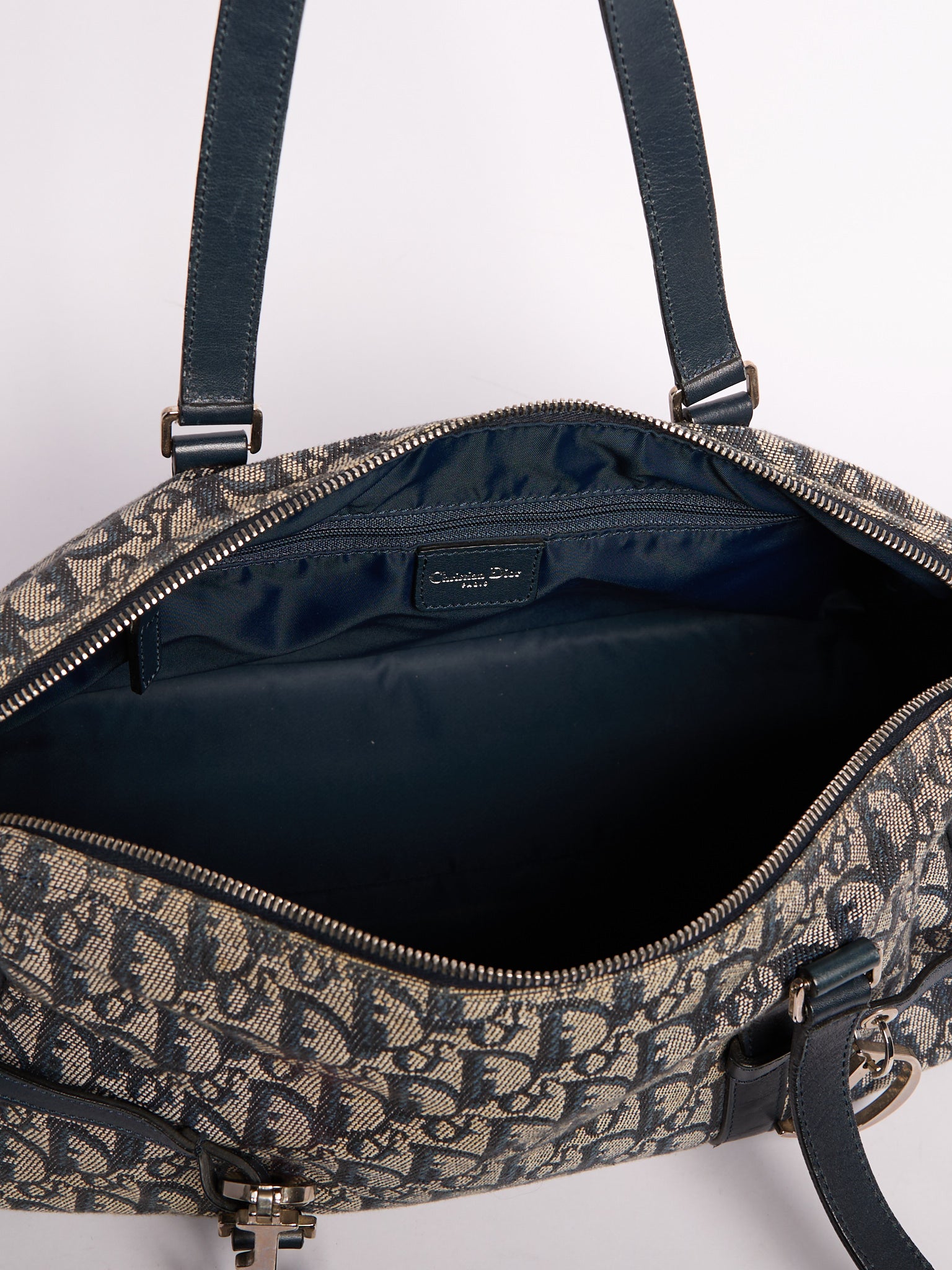 Christian Dior Navy Trotter Print Bag w/ Charms