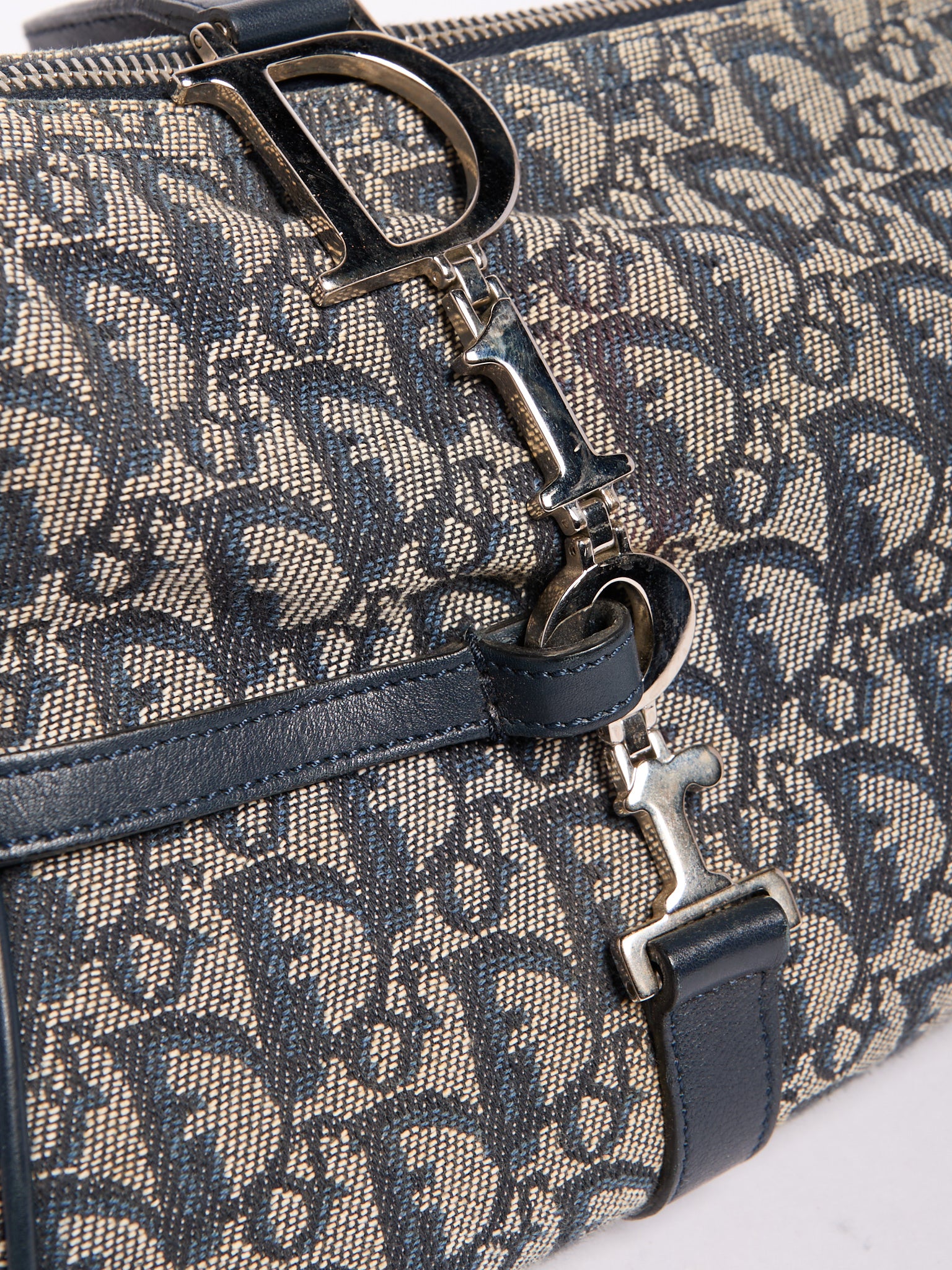 Christian Dior Navy Trotter Print Bag w/ Charms