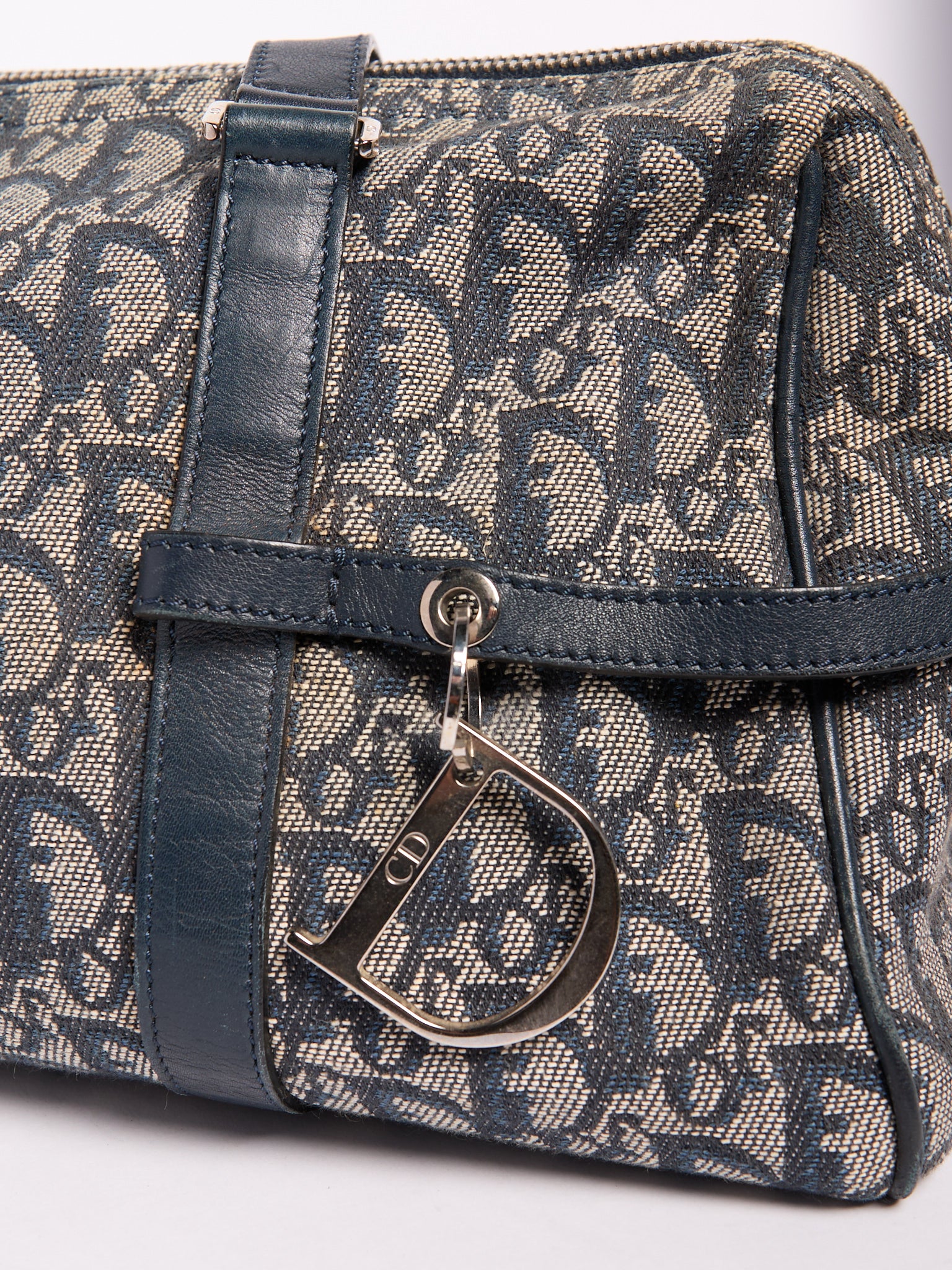 Christian Dior Navy Trotter Print Bag w/ Charms