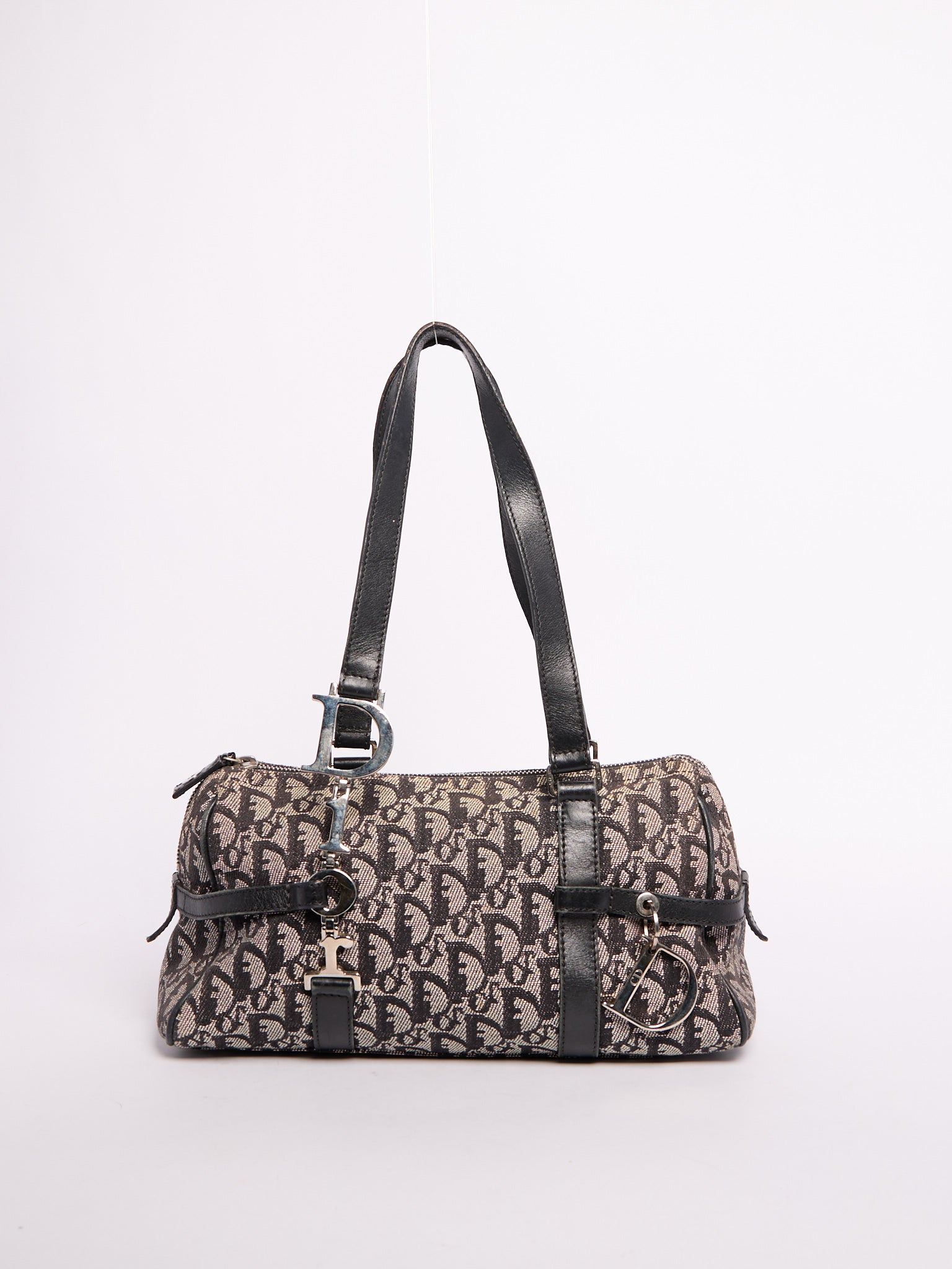 Christian Dior Navy Bowler Trotter Handbag