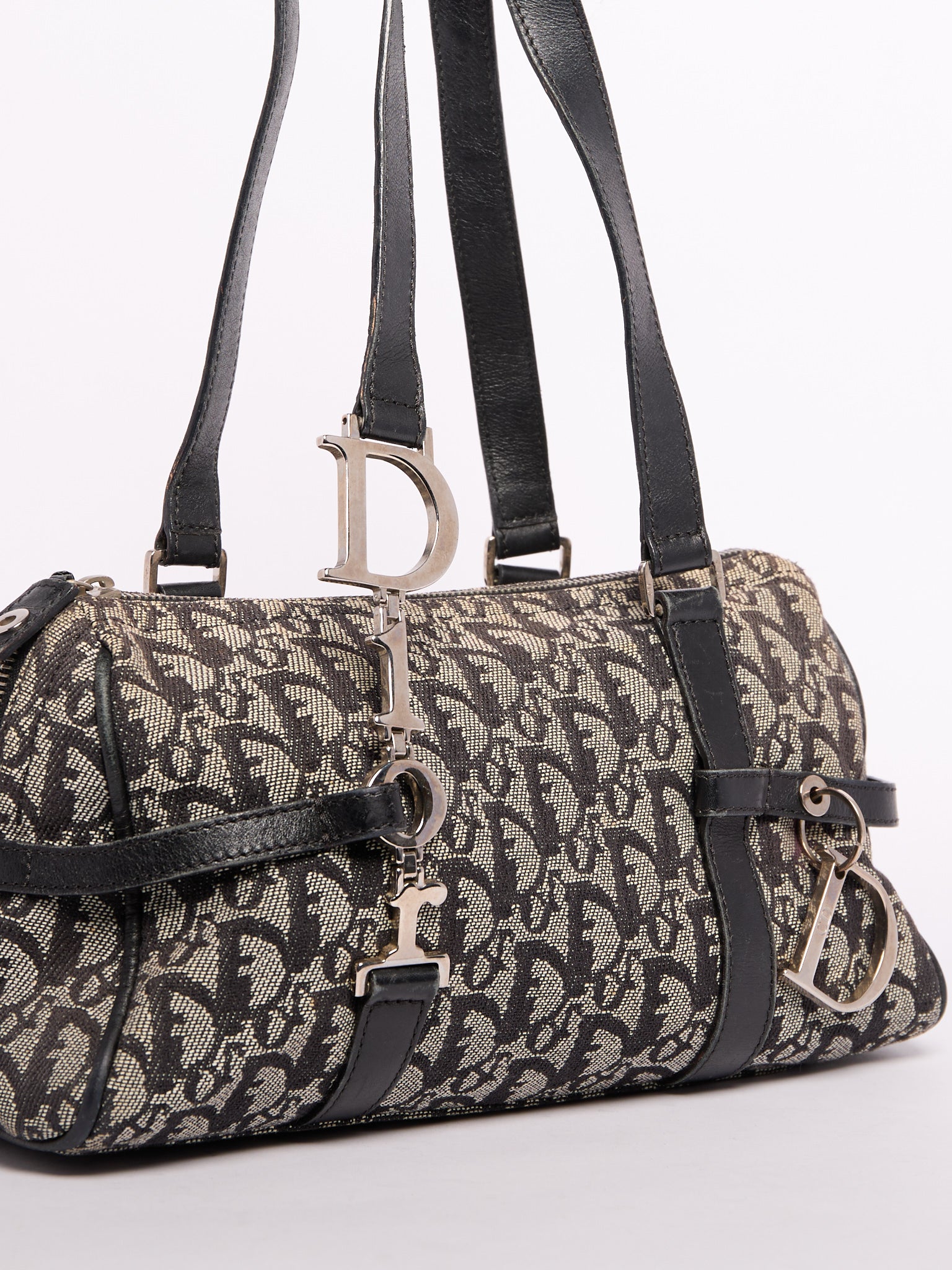 Christian Dior Navy Bowler Trotter Handbag