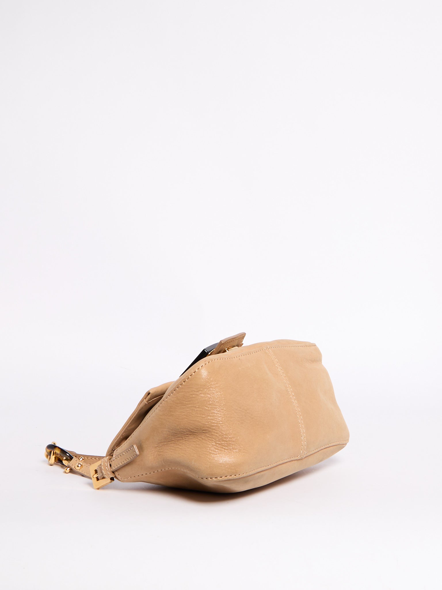 Fendi Beige Leather Mini Baguette w/ Chain
