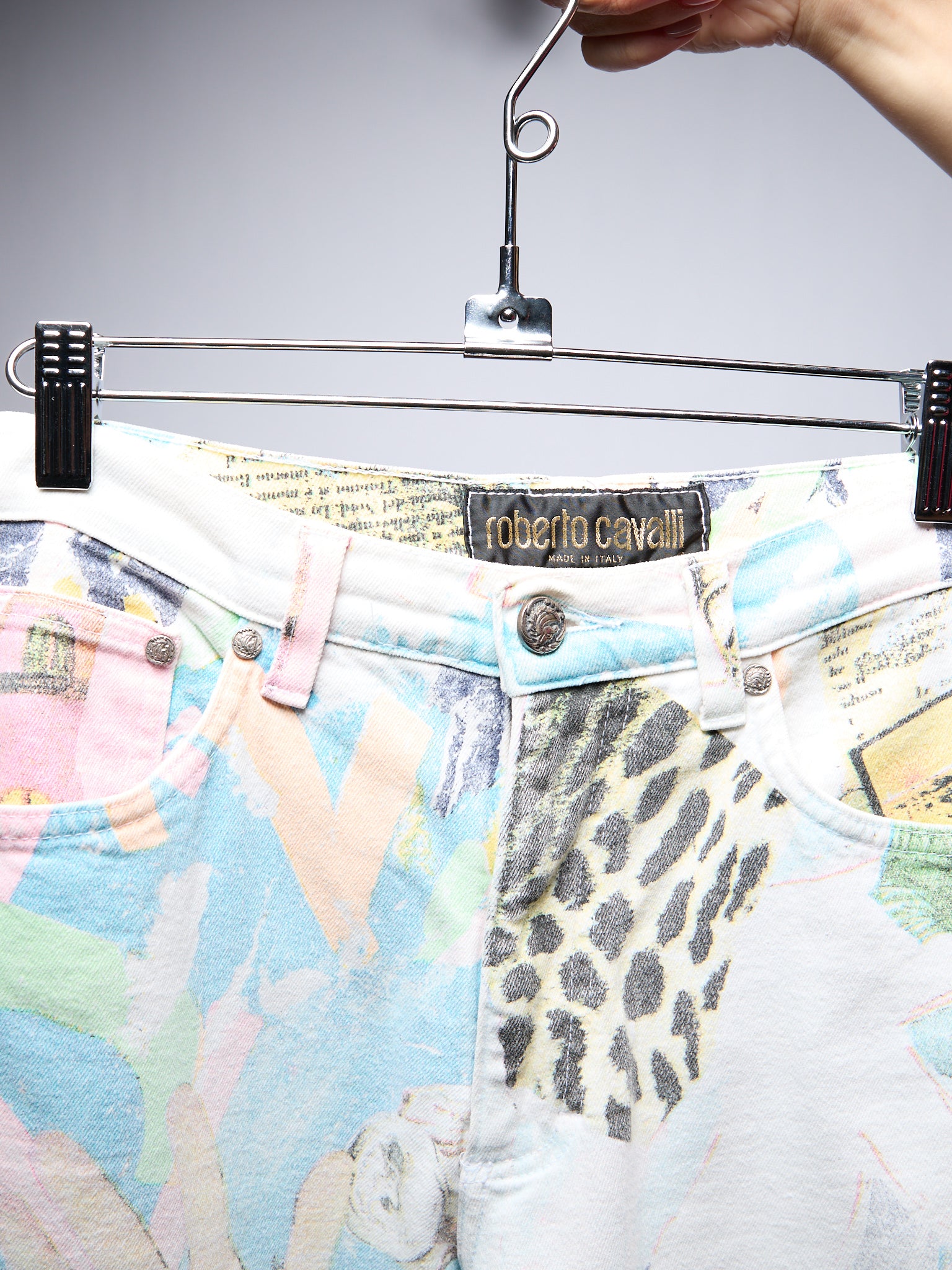 Roberto Cavalli White Cartoon Print Jeans