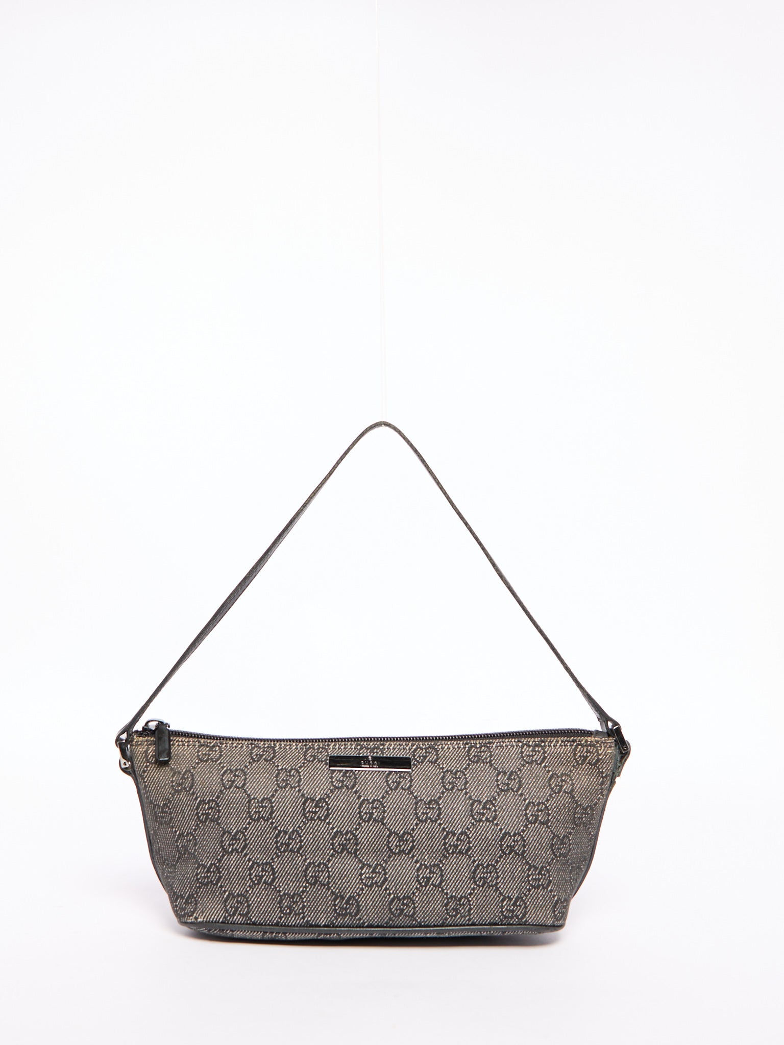 Gucci Grey Denim Monogram Pochette