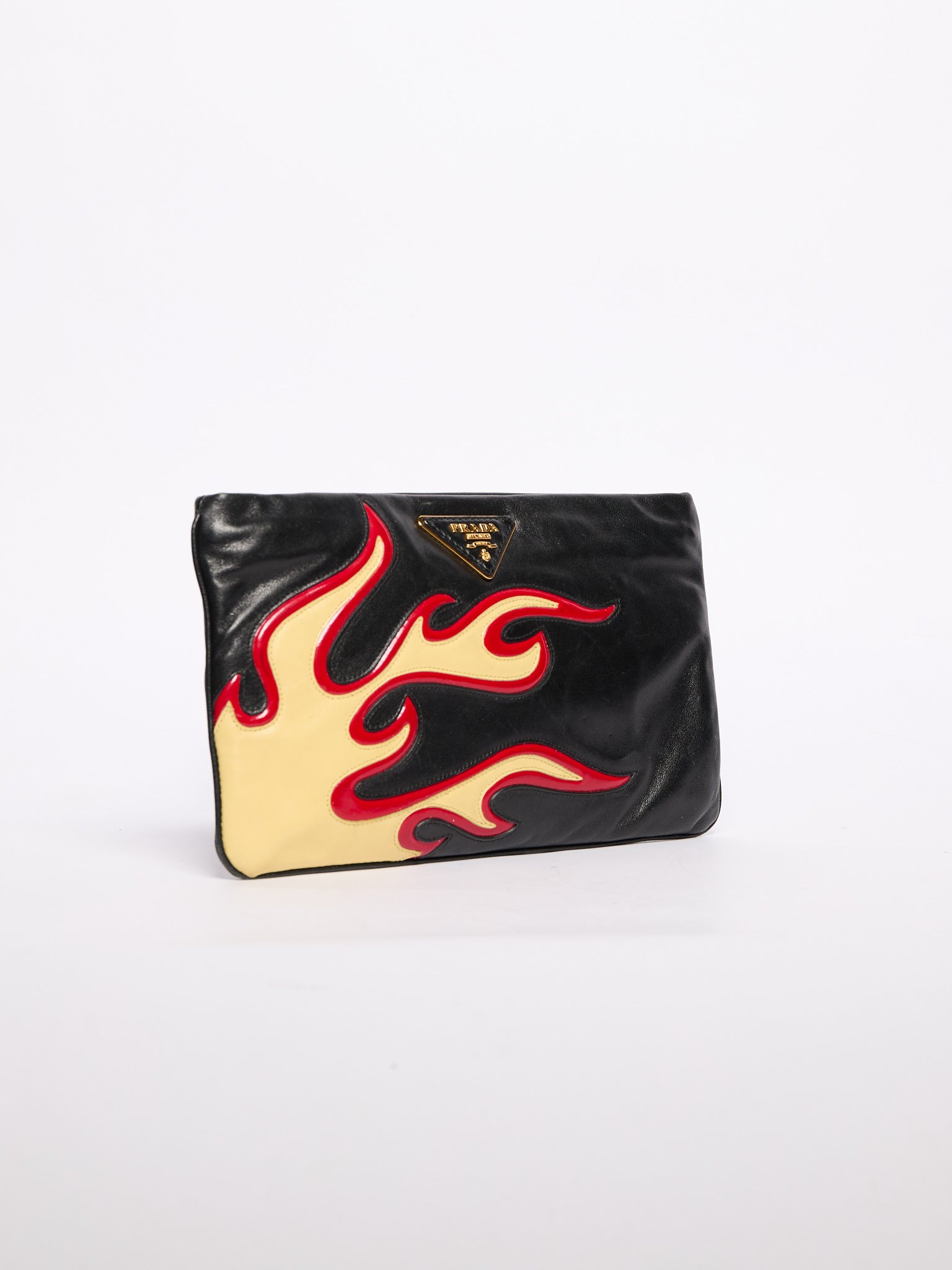 2000's Prada Leather Flame Clutch