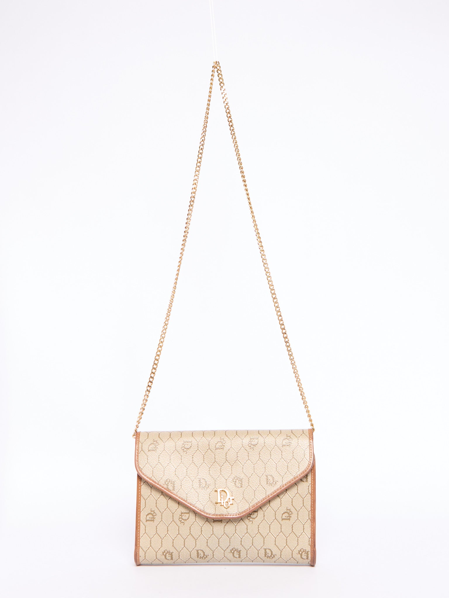 Christian Dior Beige Honeycomb Canvas Crossbody Bag