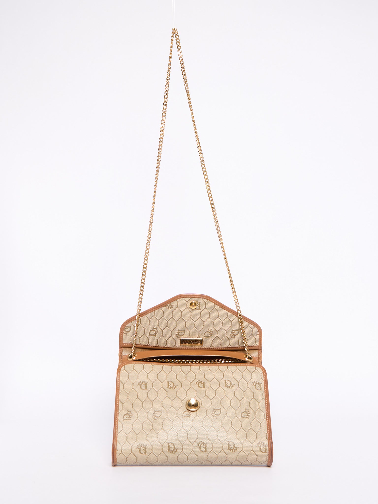 Christian Dior Beige Honeycomb Canvas Crossbody Bag