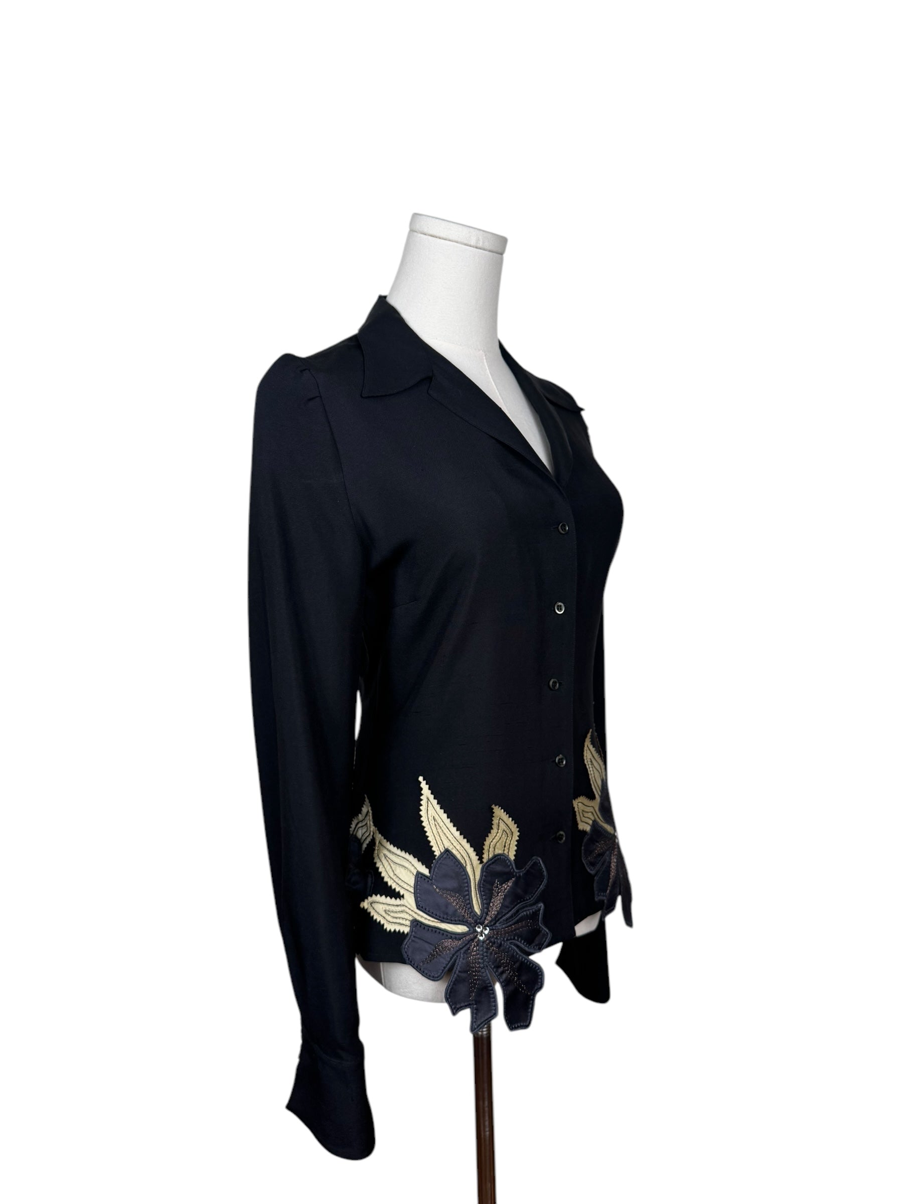 Chloe Silk Top w/ Flower Embroidery