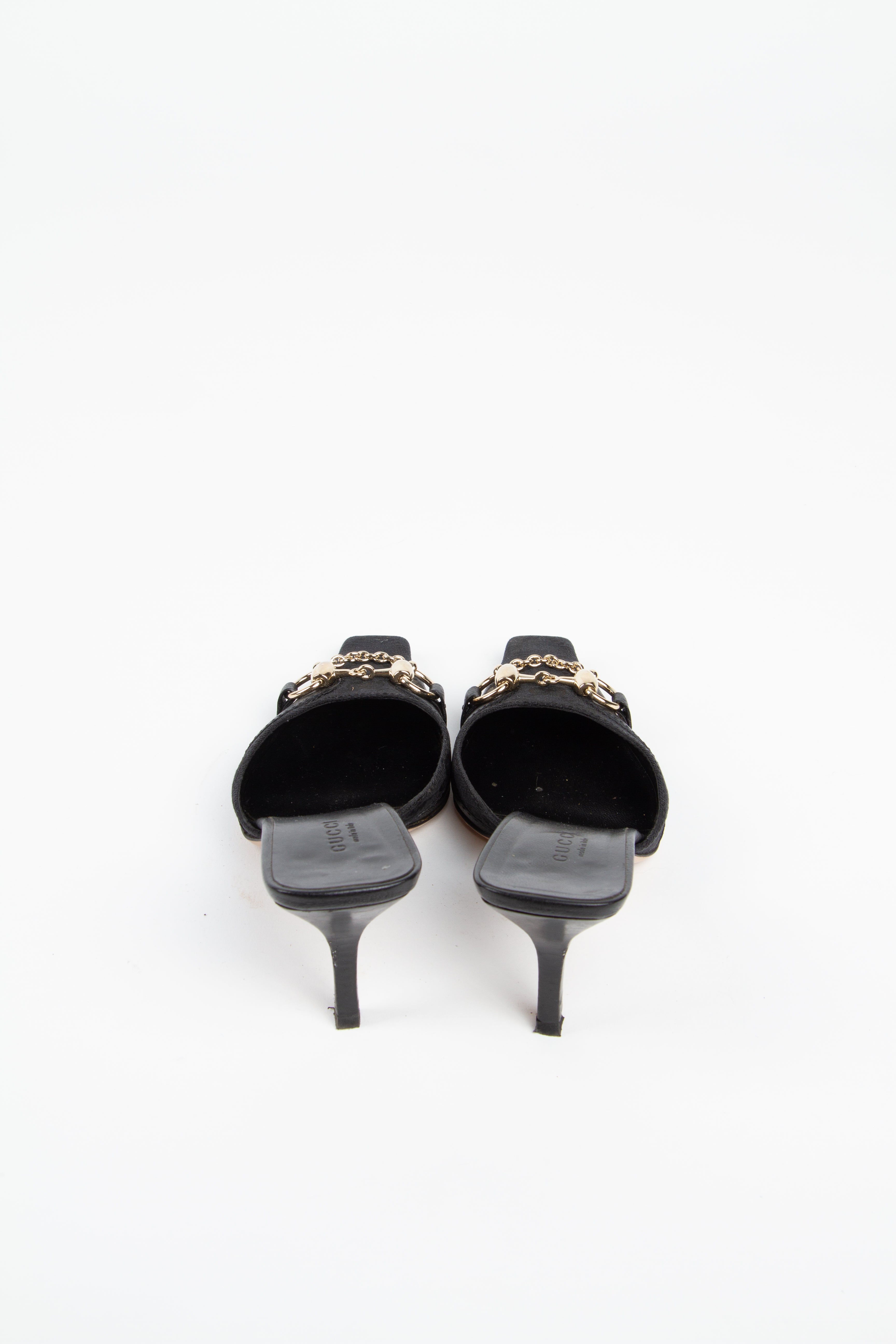 Vintage Gucci By Tom Ford 2000s Size 36 Black Horsebit Mule | Y2K Designer Shoes Heels