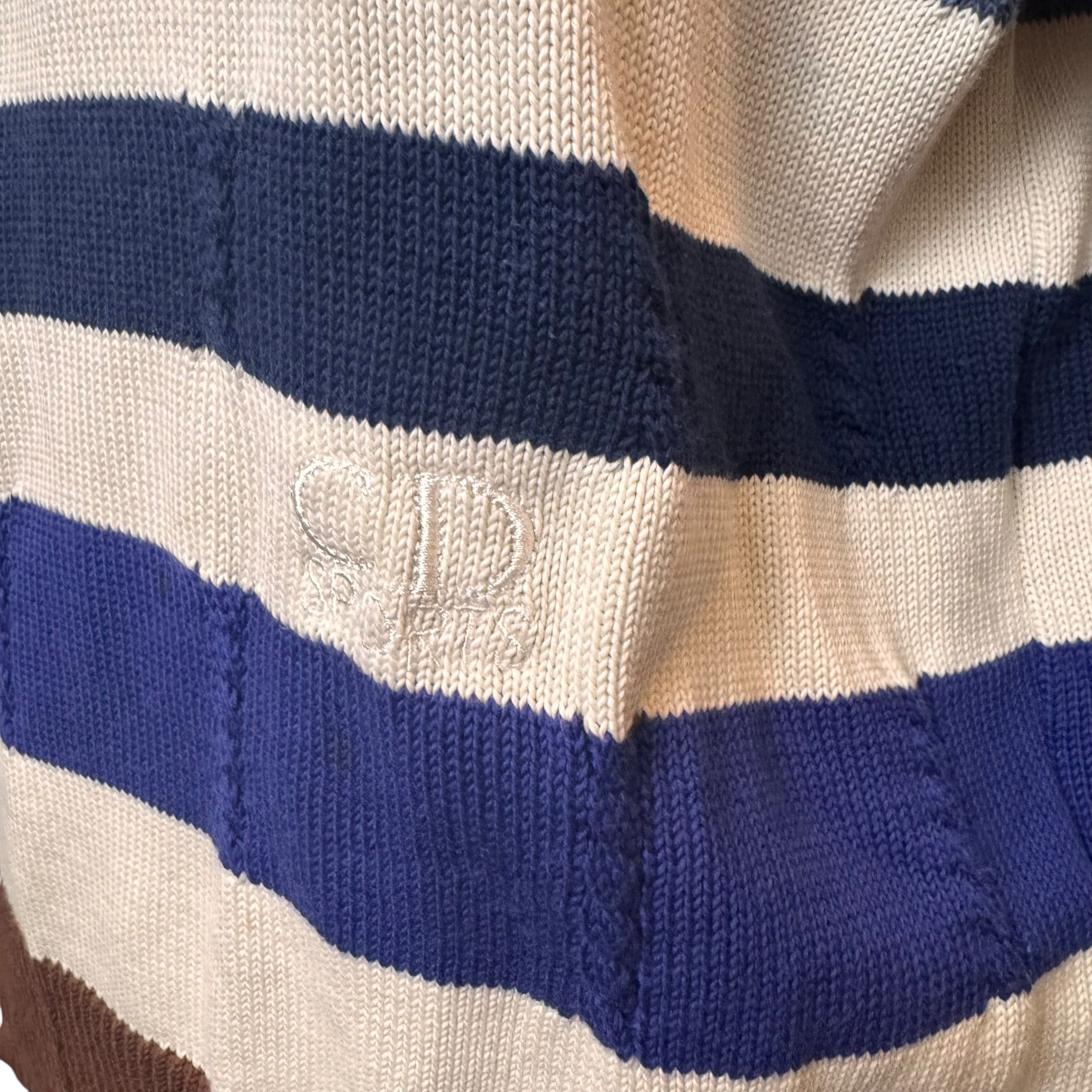 Dior Blue Stripe Short Sleeve Polo