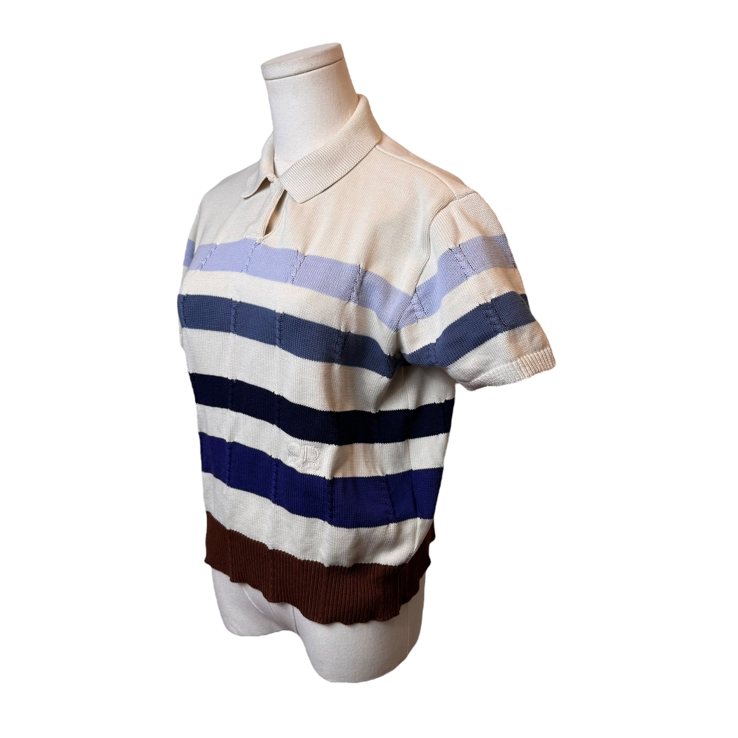 Dior Blue Stripe Short Sleeve Polo