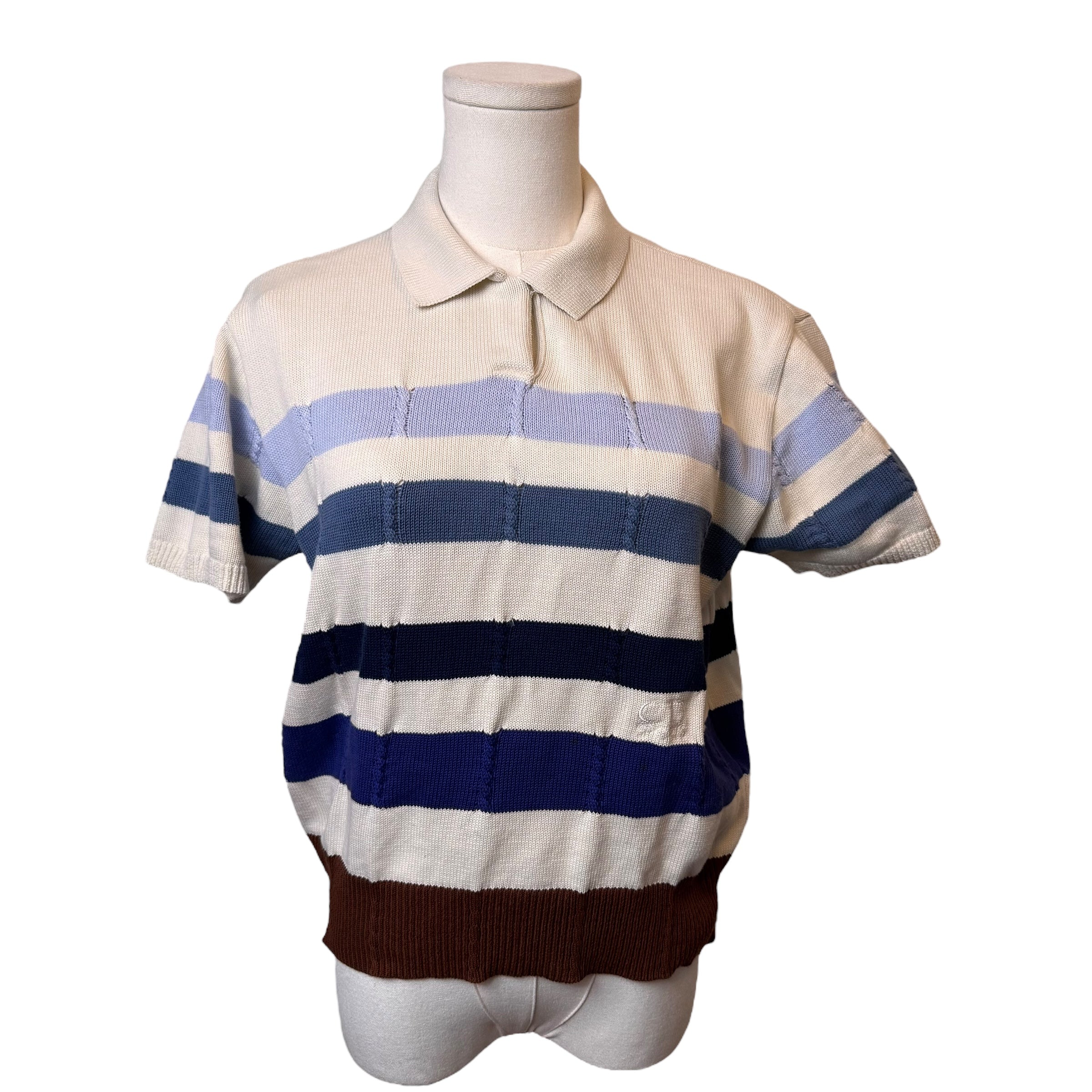 Dior Blue Stripe Short Sleeve Polo