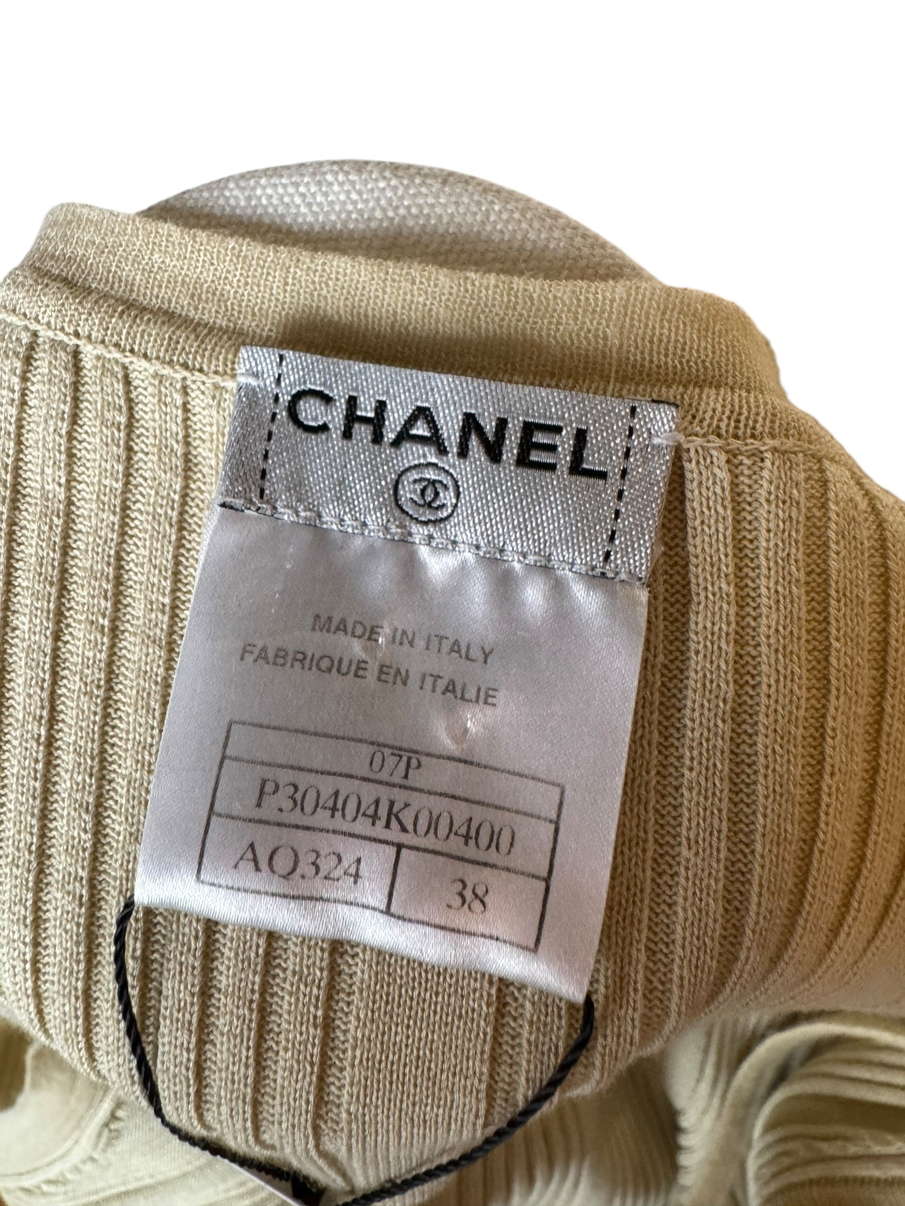Chanel Cream Knit Button Tank