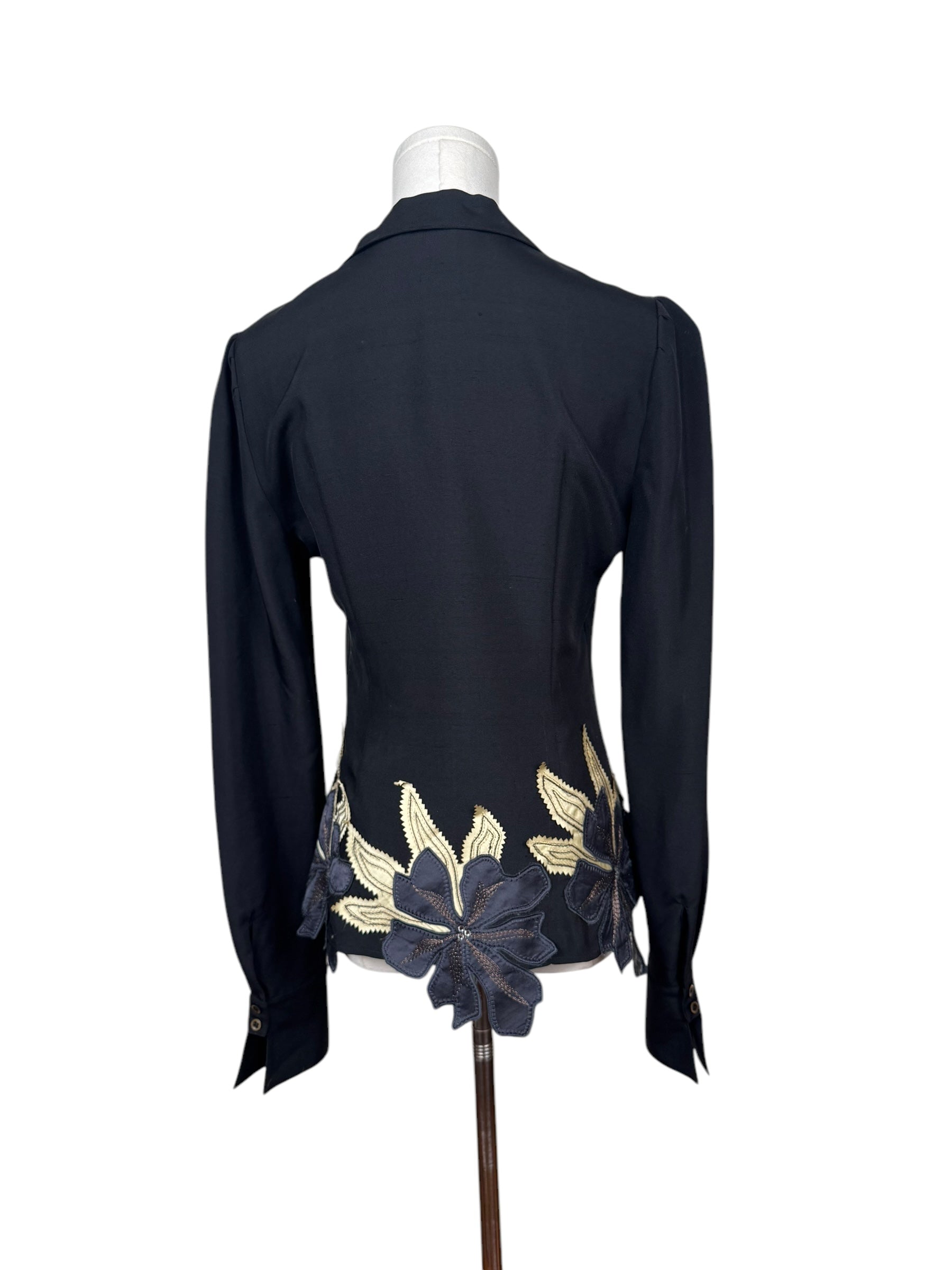 Chloe Silk Top w/ Flower Embroidery