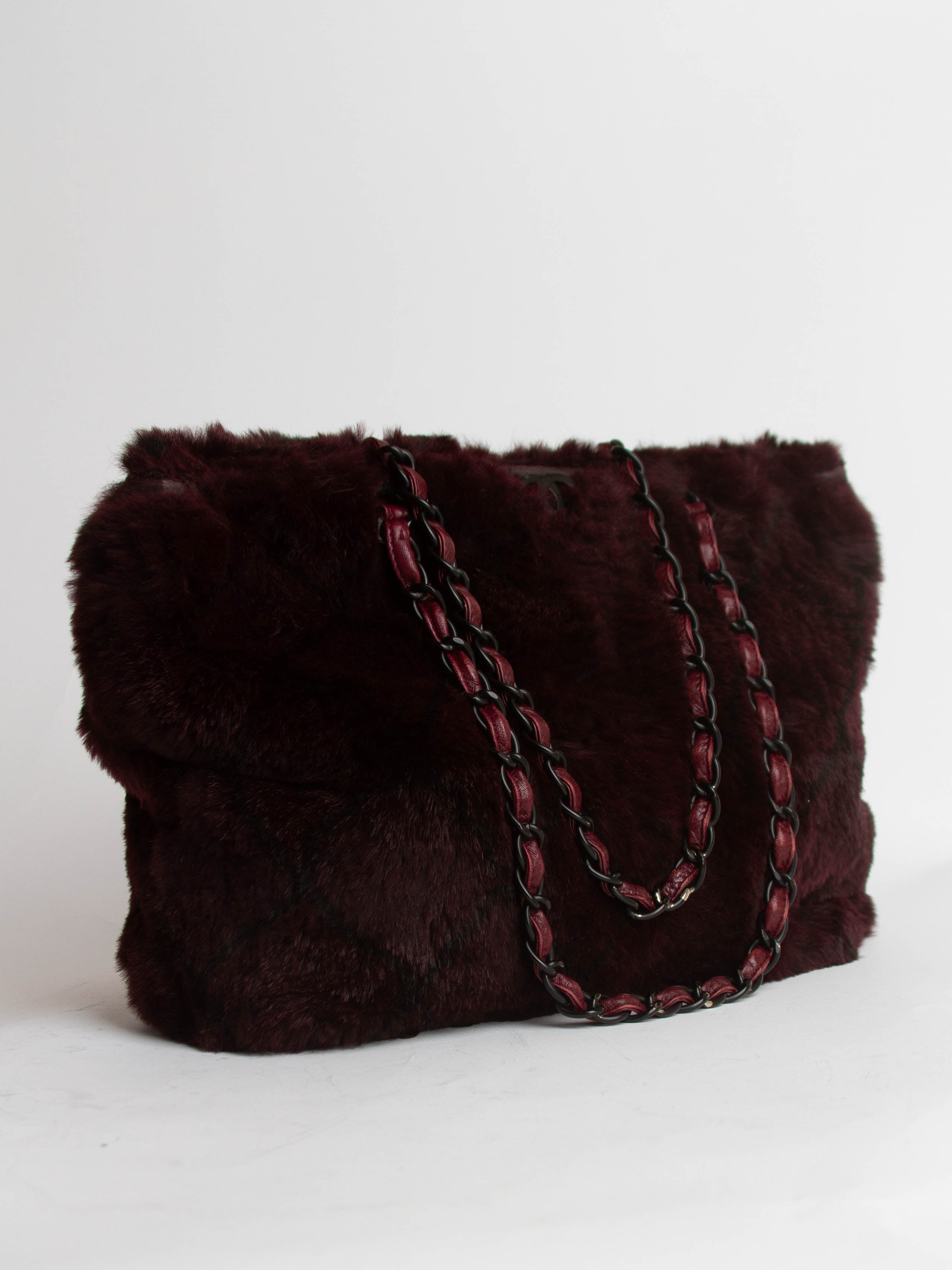 Chanel Rabbit Fur Lambskin Tote