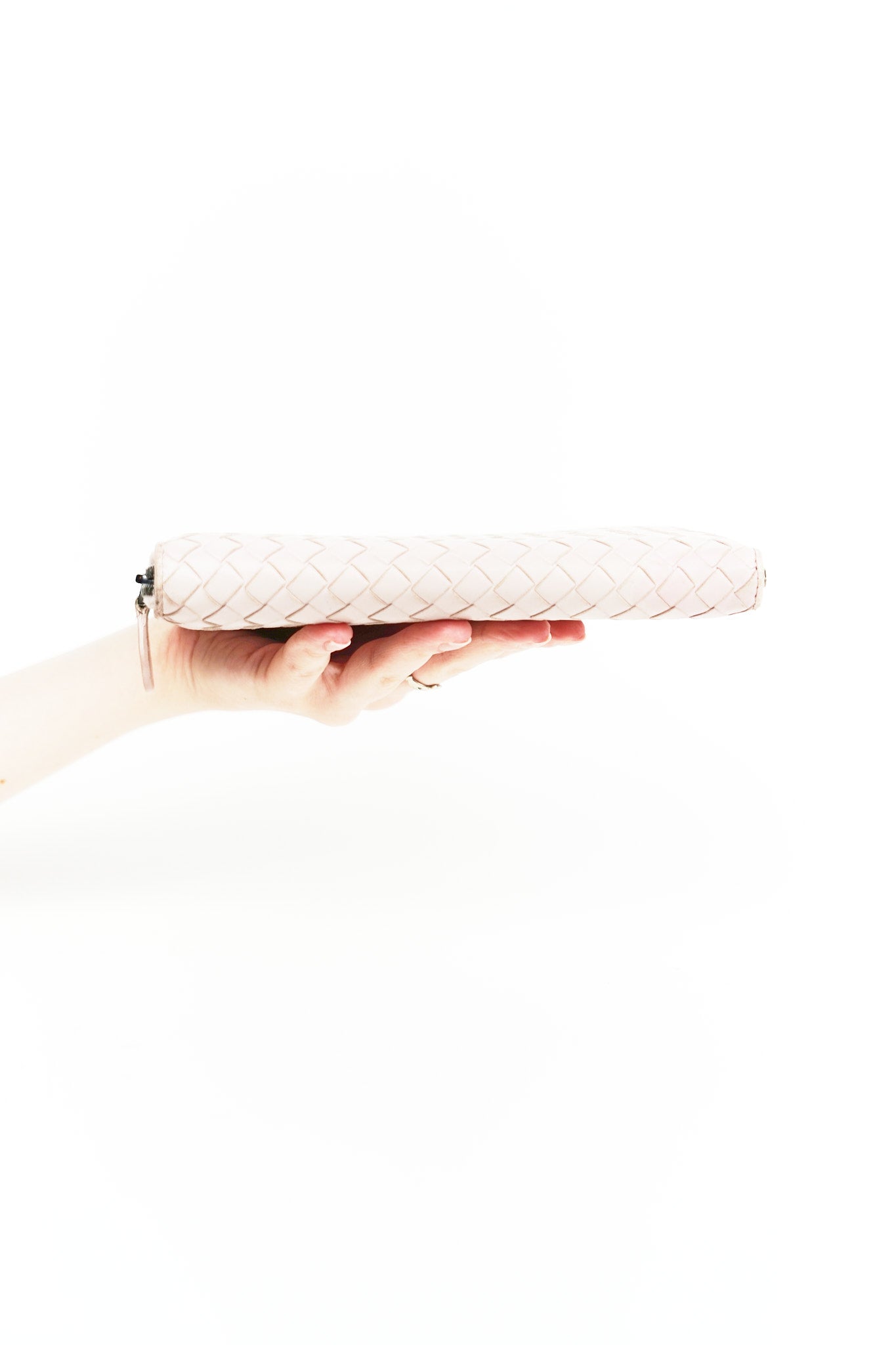 Bottega Pink Leather Weave Wallet