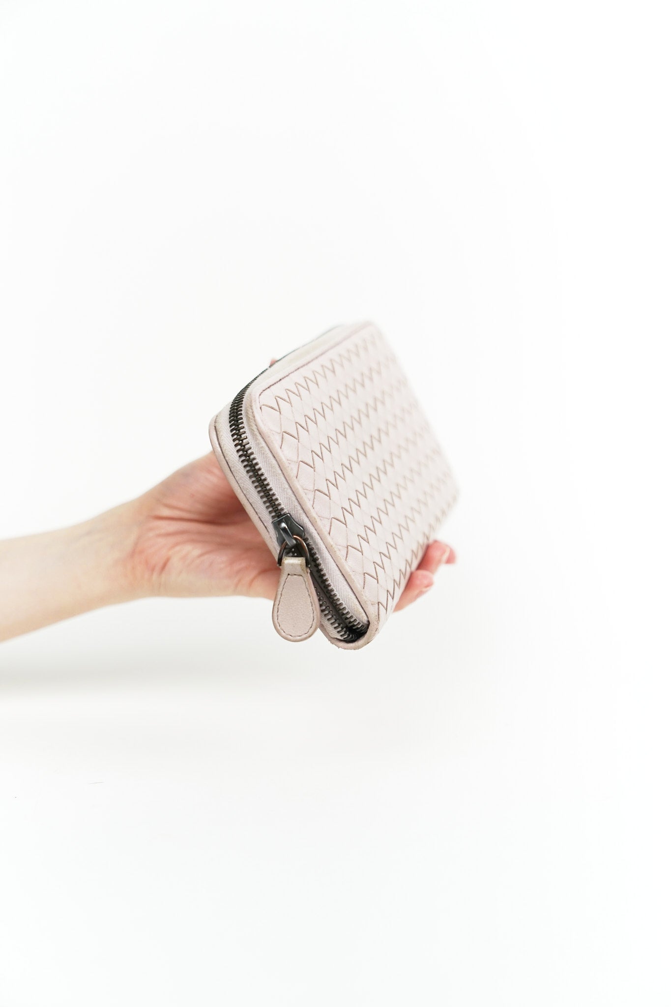 Bottega Pink Leather Weave Wallet