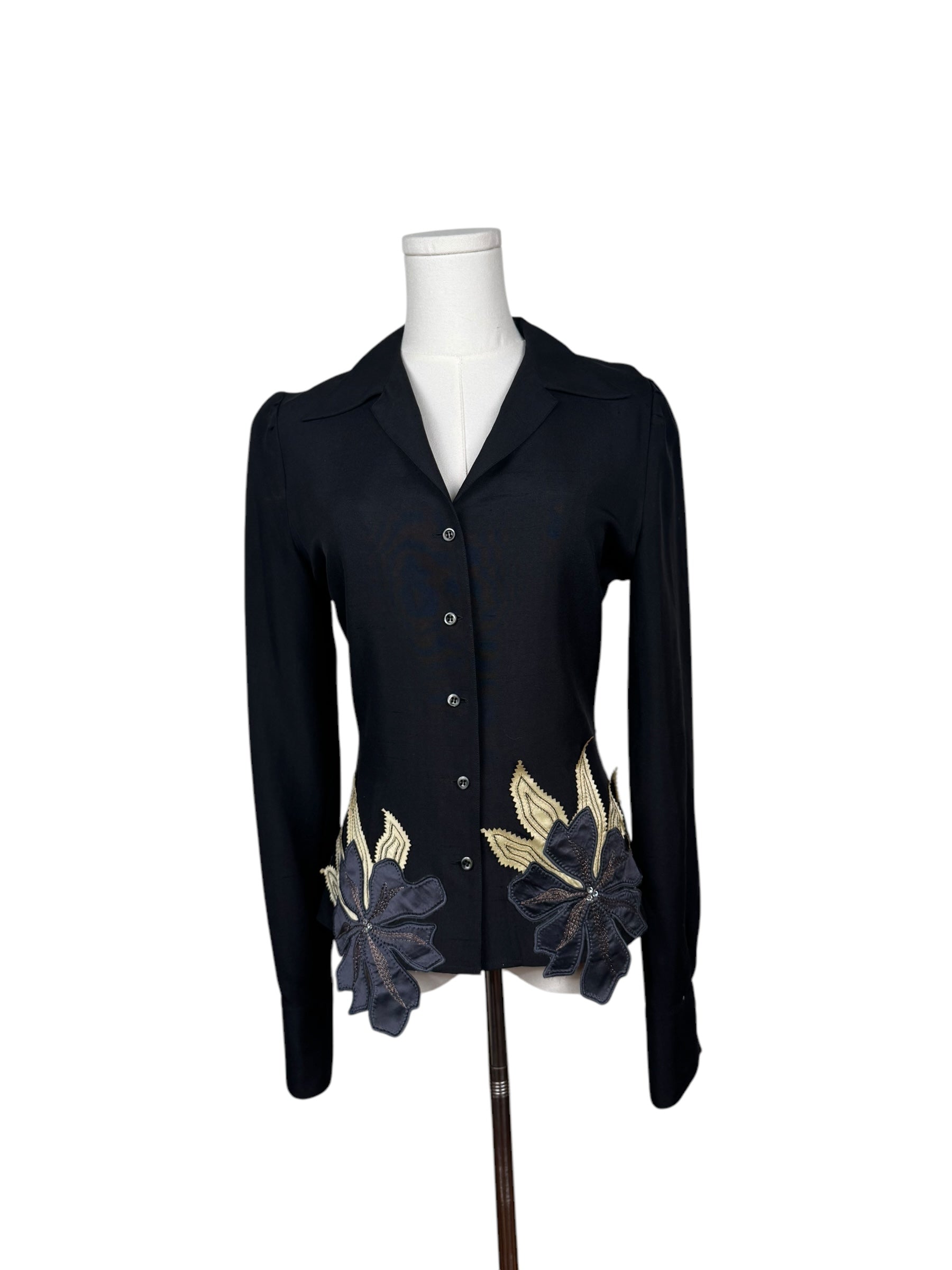 Chloe Silk Top w/ Flower Embroidery