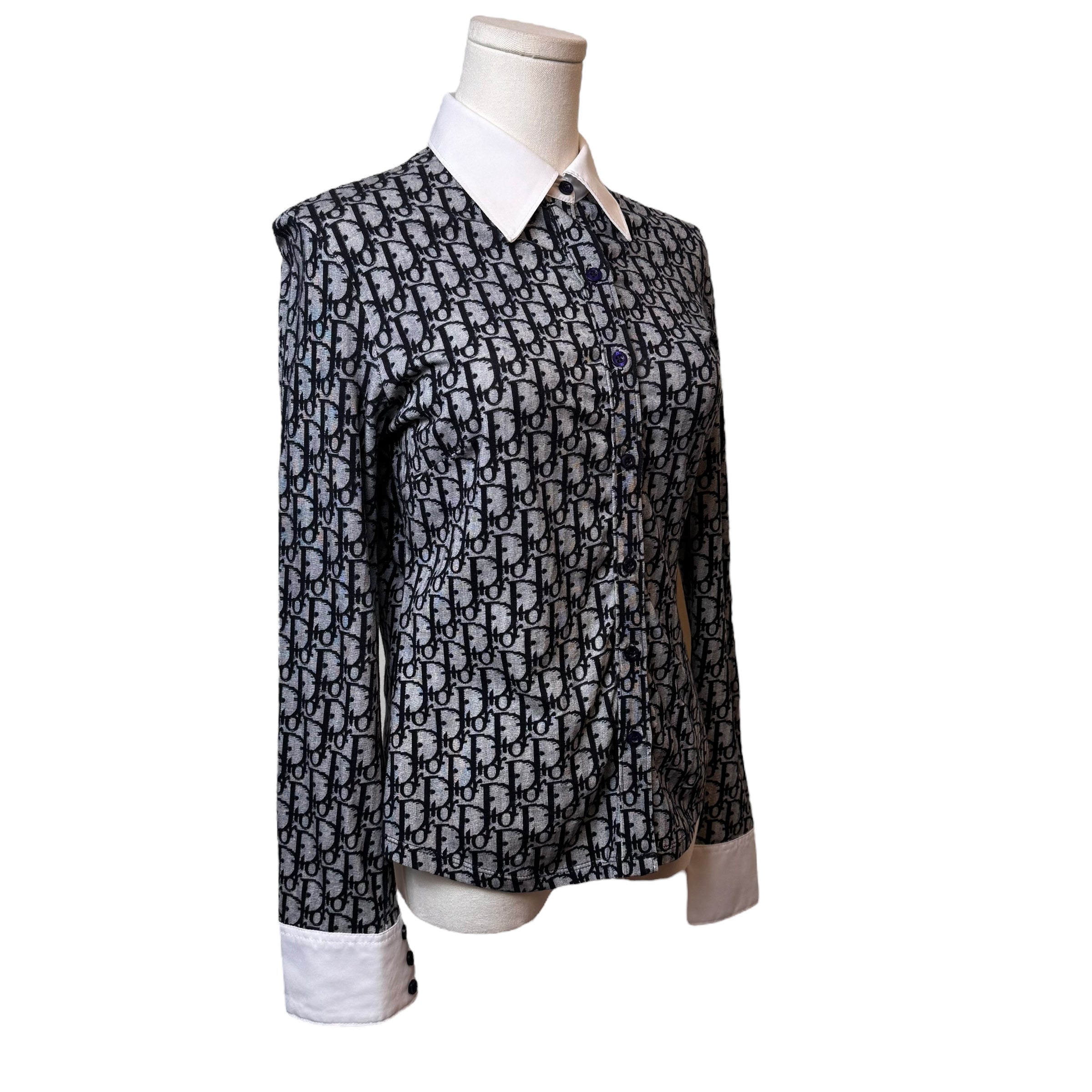 Dior Navy Trotter Button Up Top