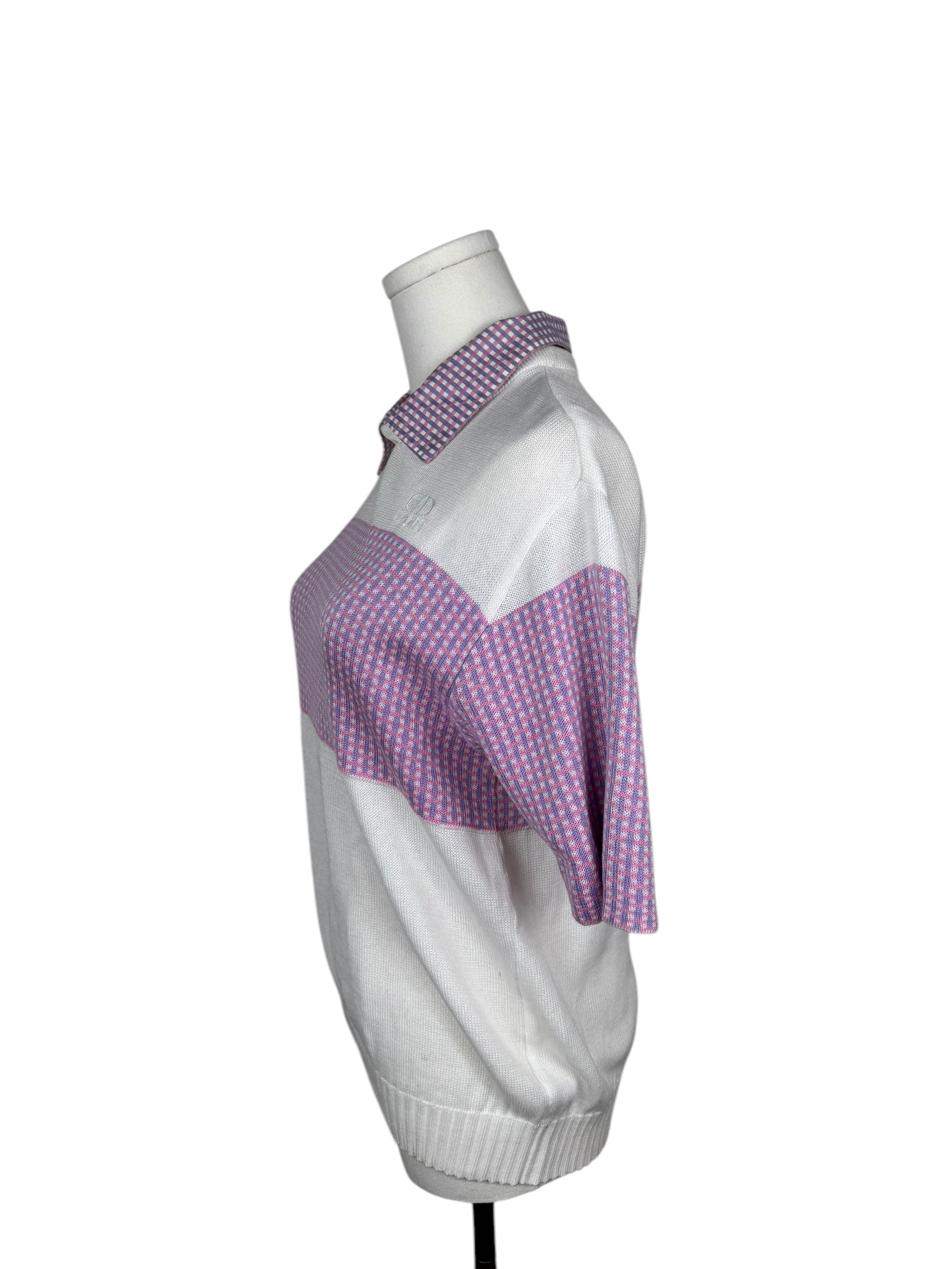 Christian Dior Sports White and Purple Knit Polo