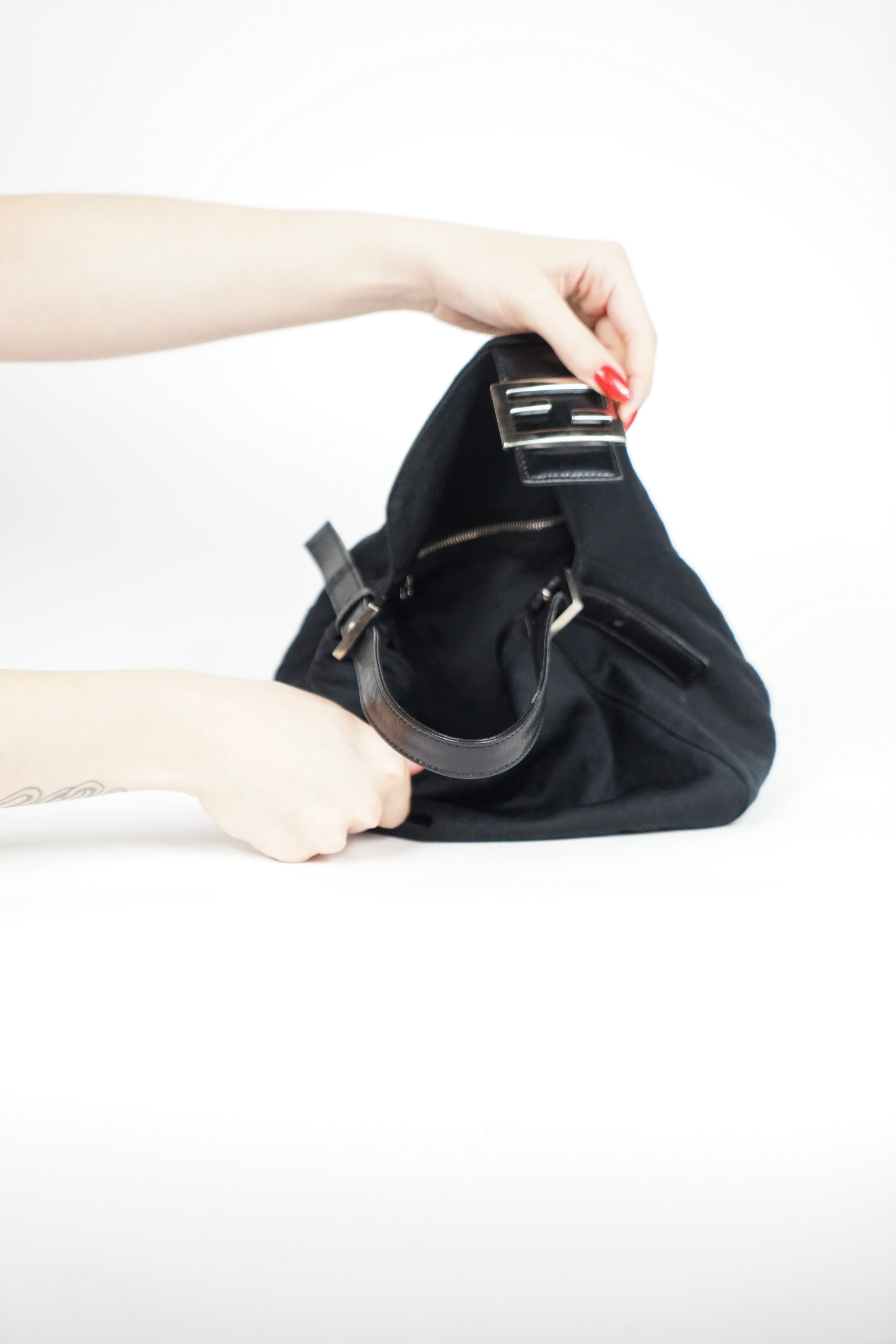 Vintage Fendi Black Nylon Mama Baguette