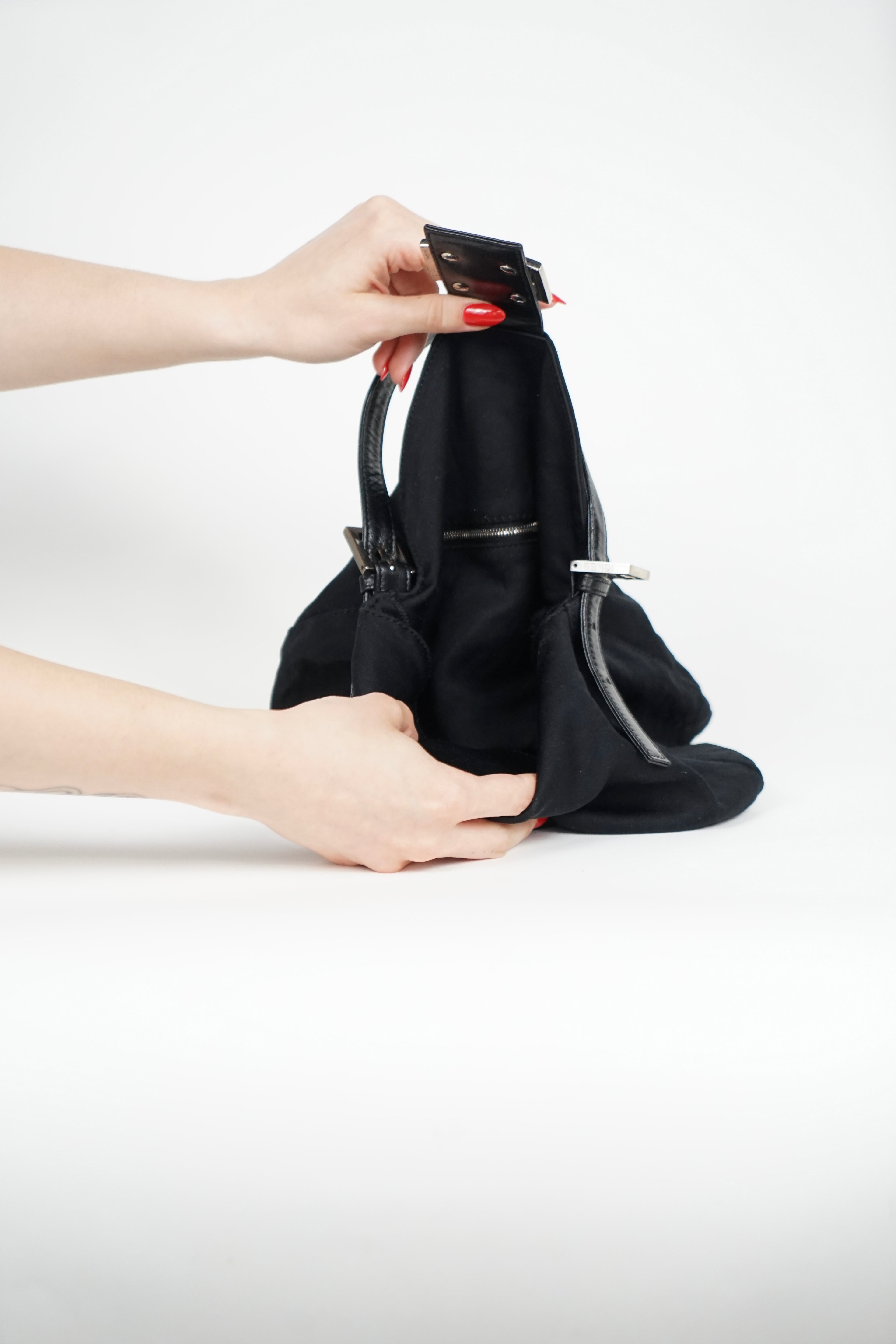Vintage Fendi Black Nylon Mama Baguette